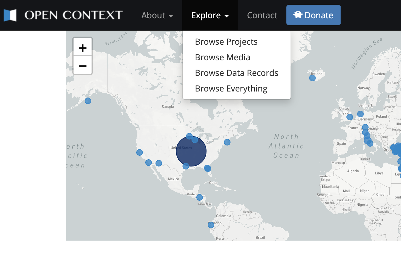 Screenshot of the Open Context home page
