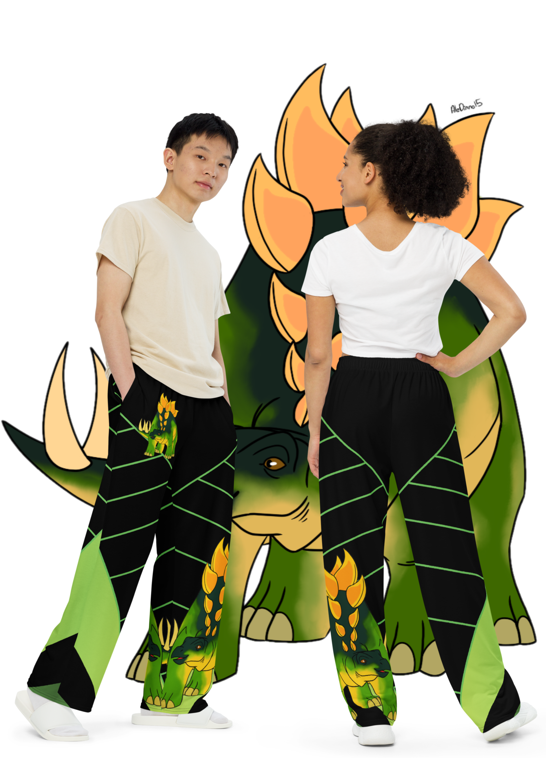 Stegosaurus All-over print unisex wide-leg pants - ALEDINNO15 - DINOSAUR