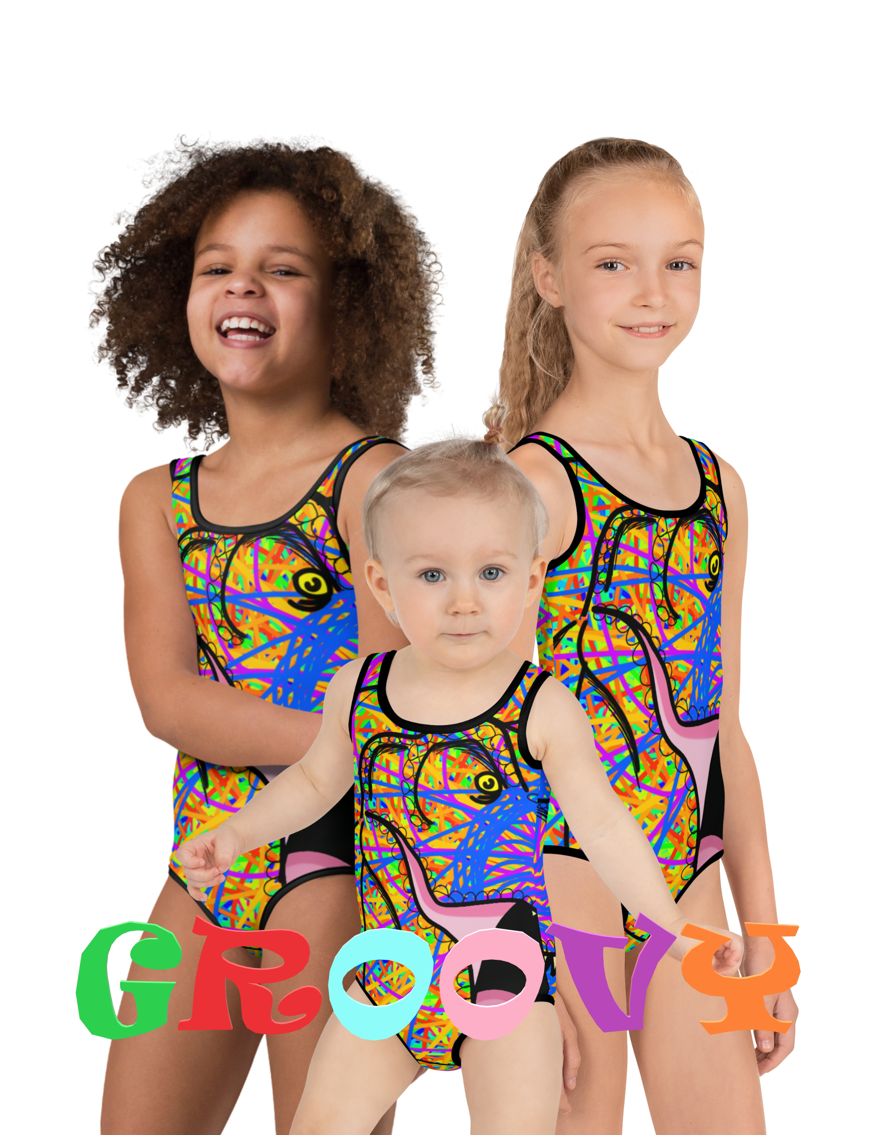gROOVY rEX All-Over Print Kids Swimsuit