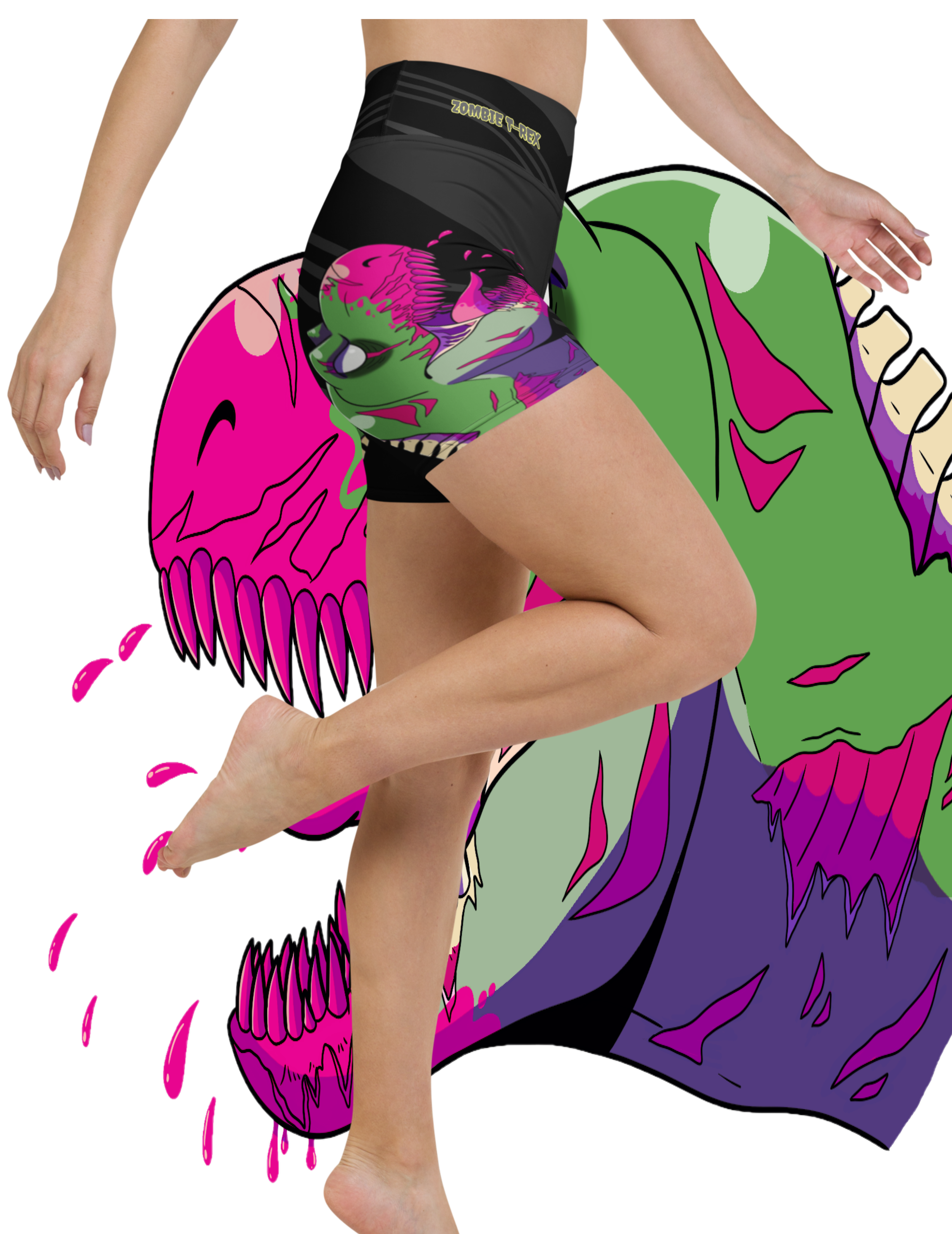 YOGA SHORTS - ZOMBIE - T-REX