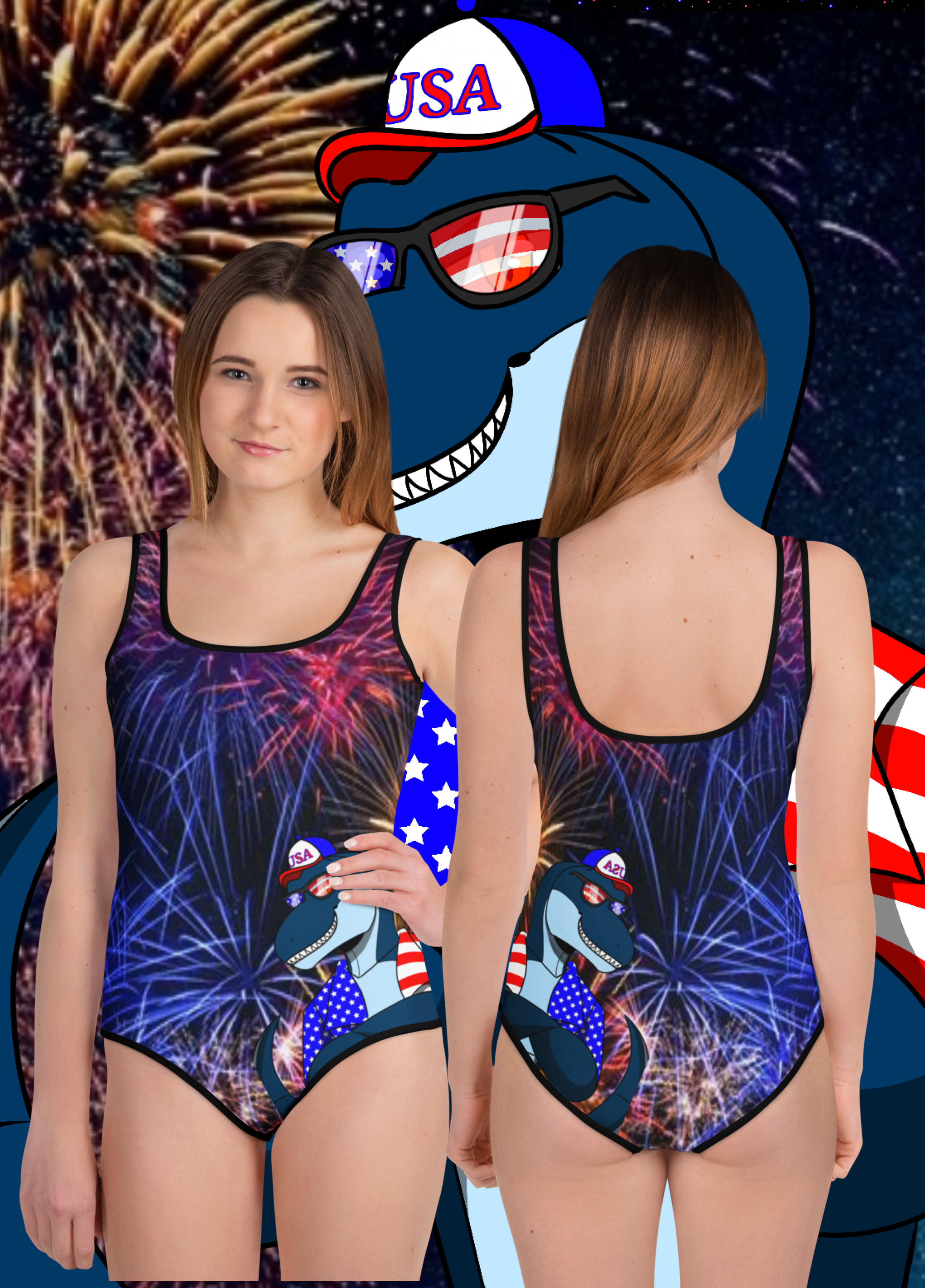 JACK RAPTOR INDEPENDENCE DAY - All-Over Print Youth Swimsuit
