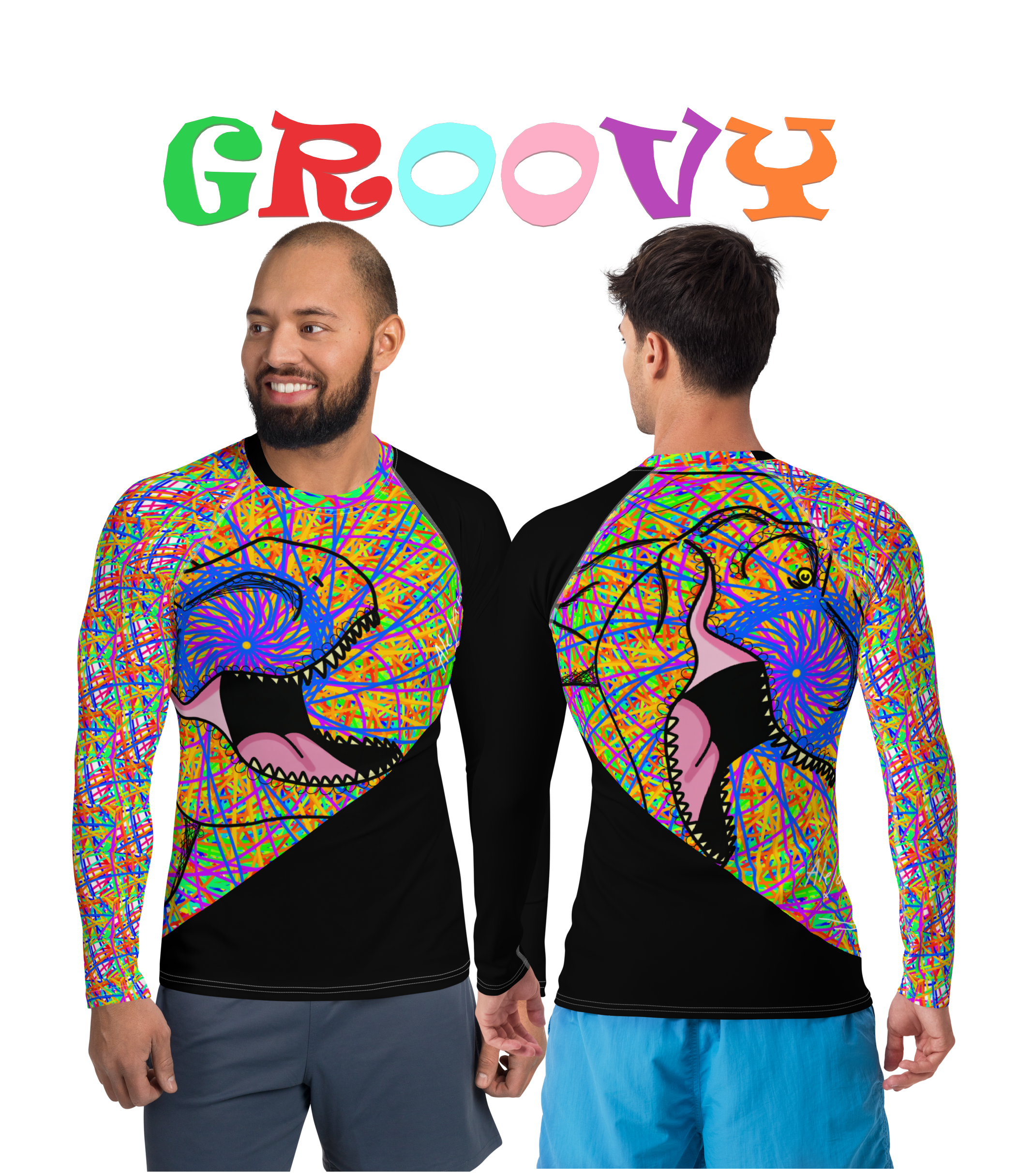 ALEDINNO15 - GROOVY T-REX - RASH GUARD SHIRT