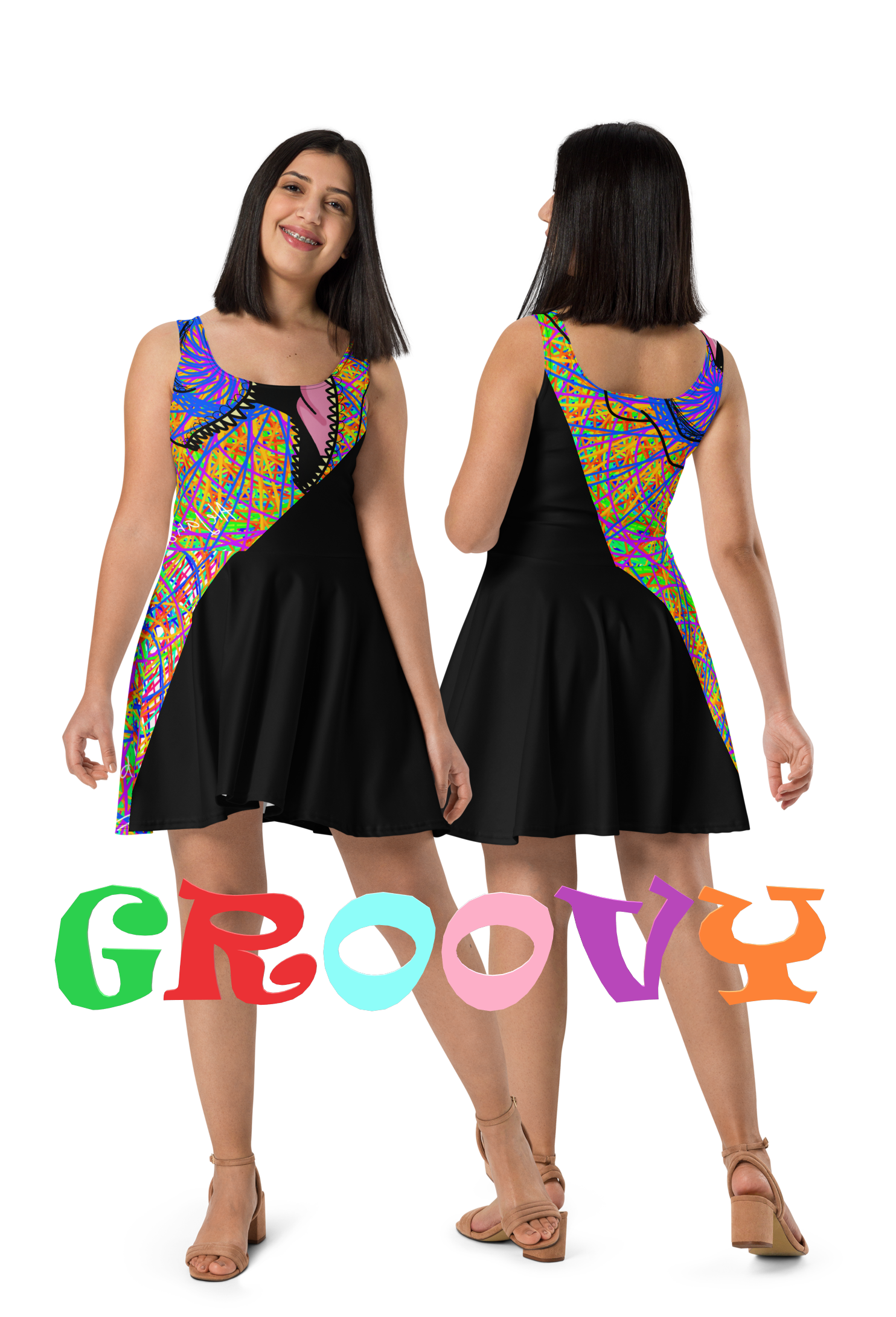 gROOVY rEX Skater Dress