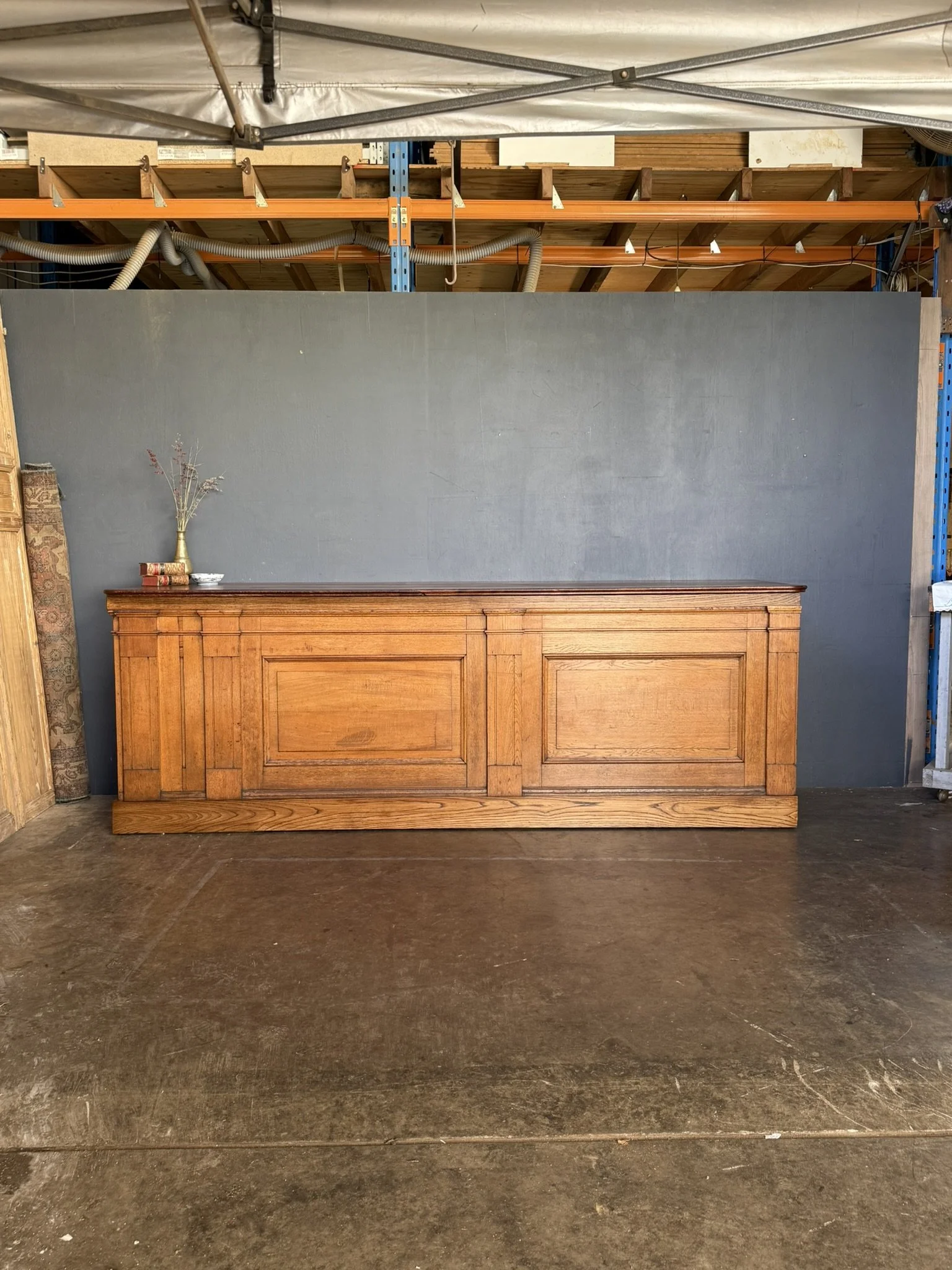 Antique Solid Oak Shop Counter Circa 1900