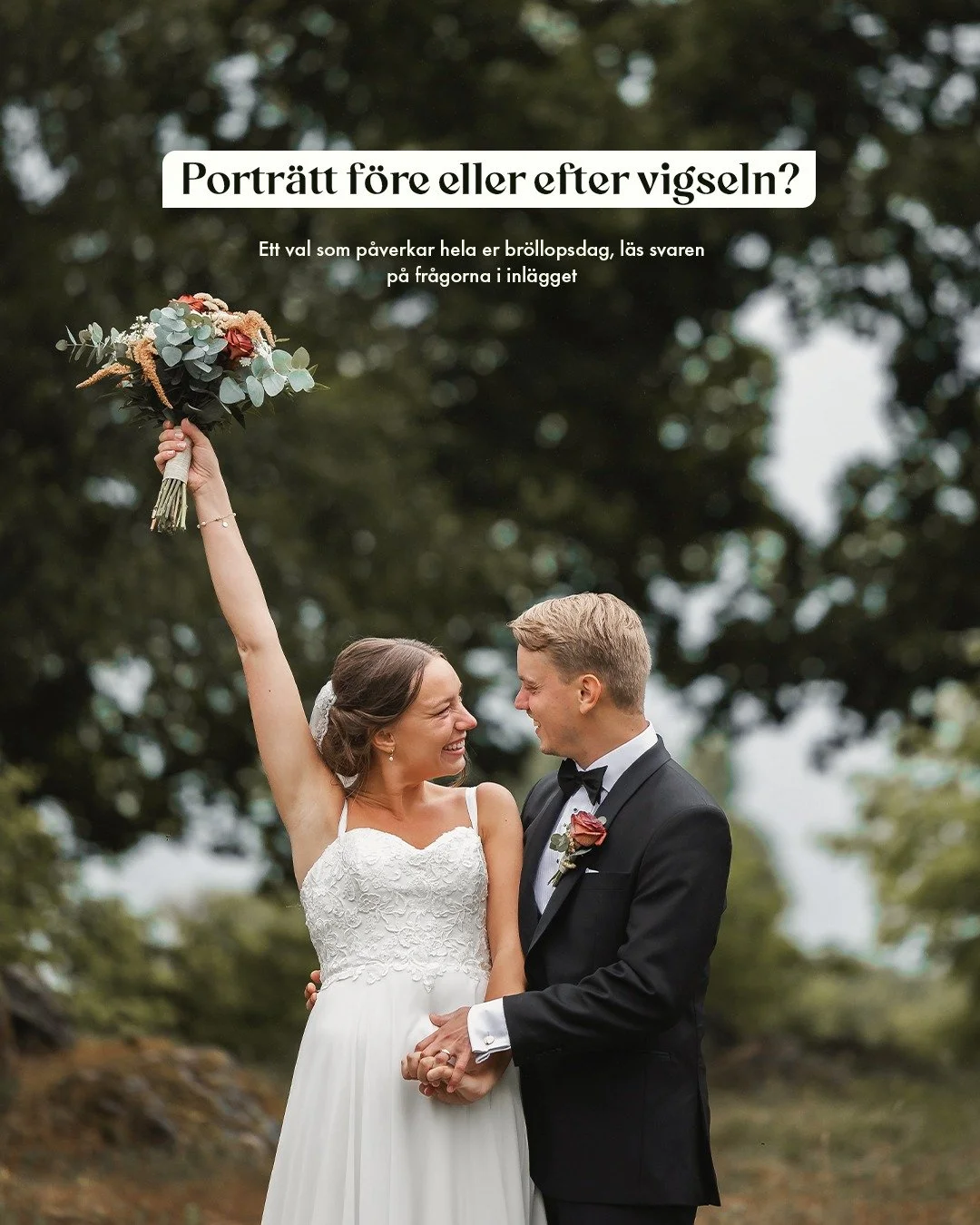 Har ni funderat p&aring; detta?

Portr&auml;tt f&ouml;re eller efter vigseln?
Det finns f&ouml;r och nackdelar med b&aring;da.
Men jag m&auml;rker n&auml;stan alltid att portr&auml;tten efter vigseln blir starkare. Ni har landat. Vigseln &auml;r gjor