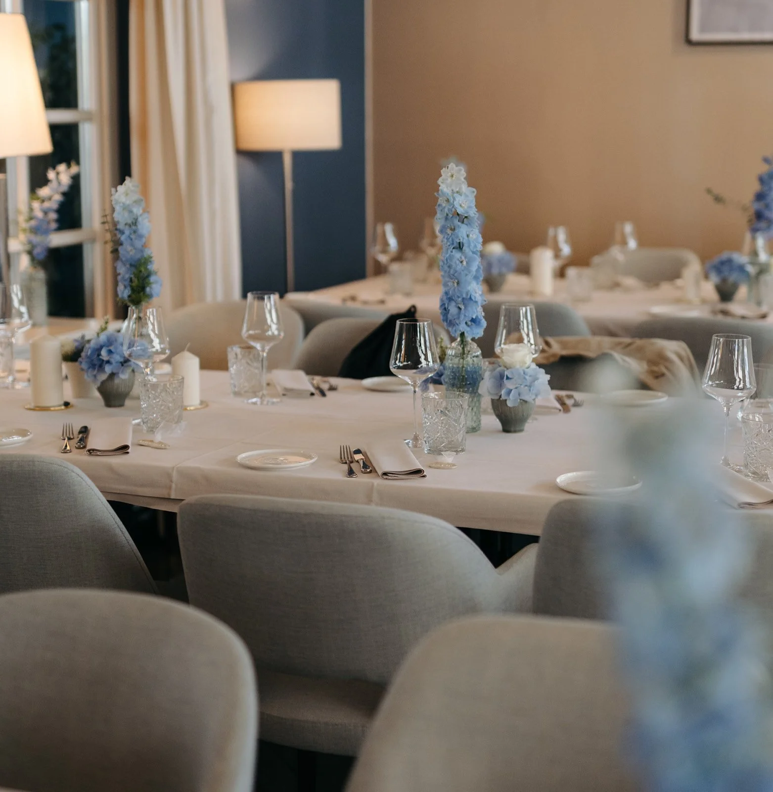 Restaurant set for a larger celebration at ANIMO by Aigner