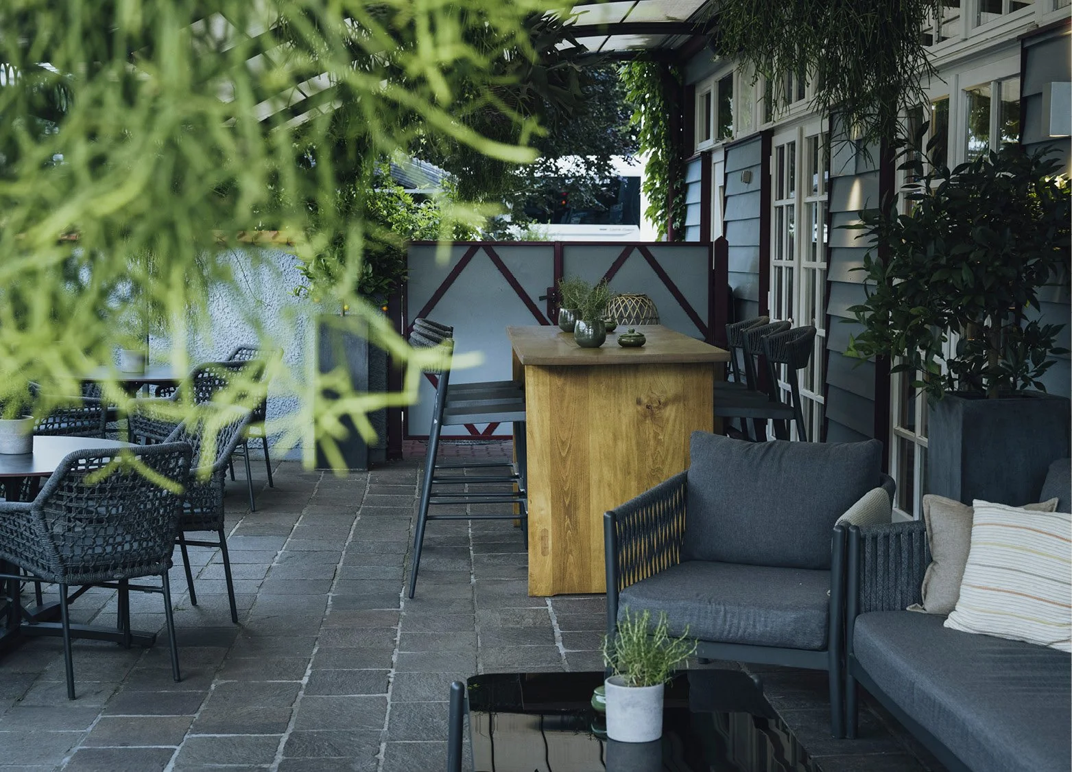 Terrace of the ANIMO by Aigner restaurant in Salzburg