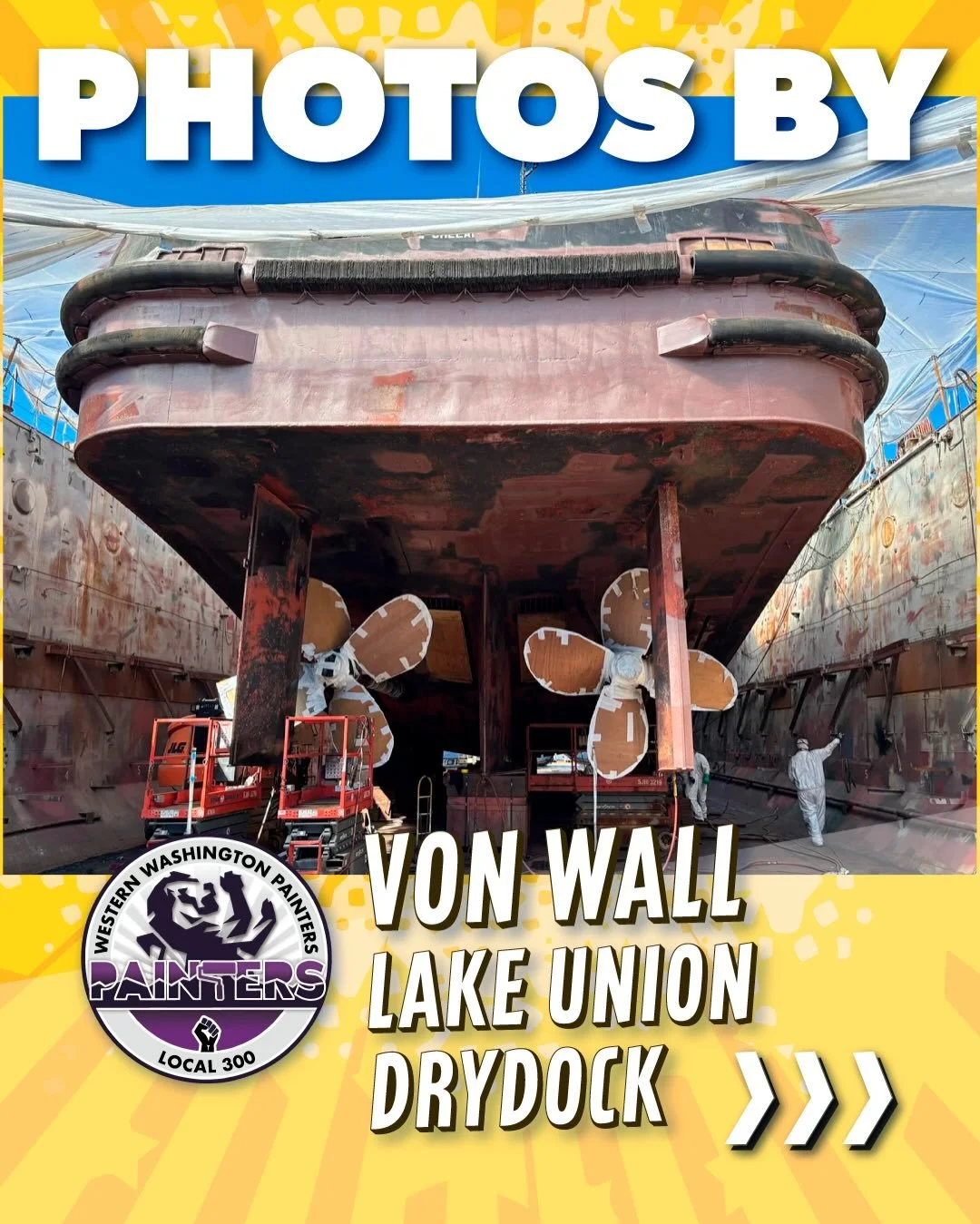 Brother Von Wall (Local 300) took these incredible photos of our brothers and sisters at Lake Union Drydock! Greatly appreciate you, brother! Spoiler alert: more of Von&rsquo;s photos dropping tomorrow.