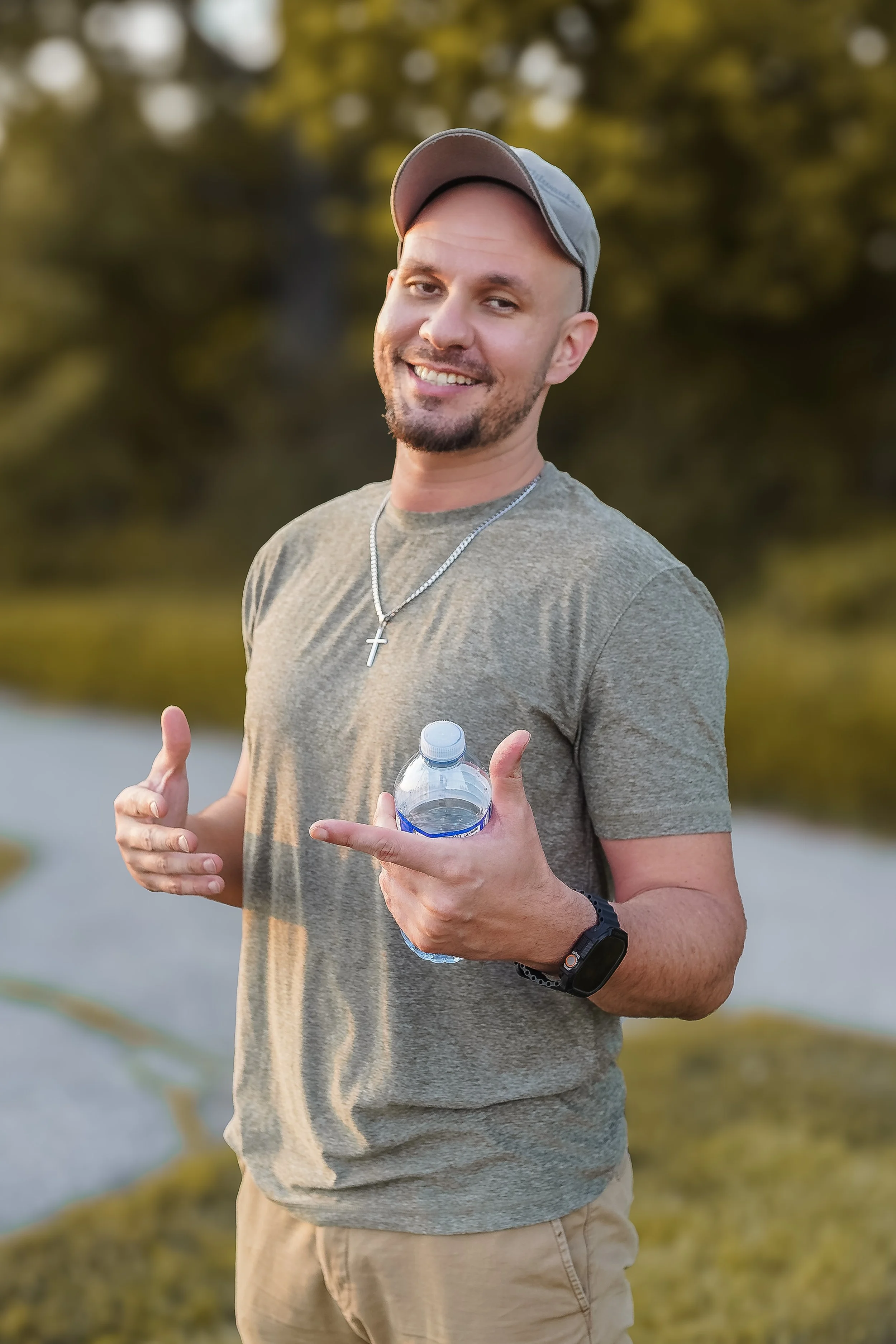 Happy smiling lifestyle shot of man in hat
