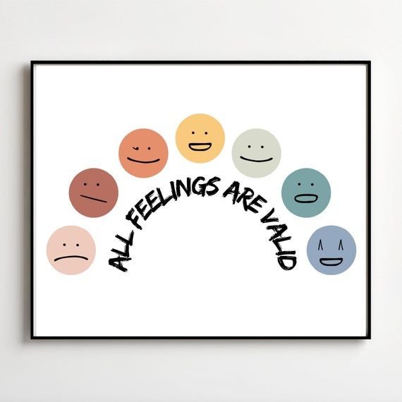 Mental Health Digital Print Counselor Therapist Office Decor Therapy Counselling Wall Art CBT All Feelings Are Valid.jpeg