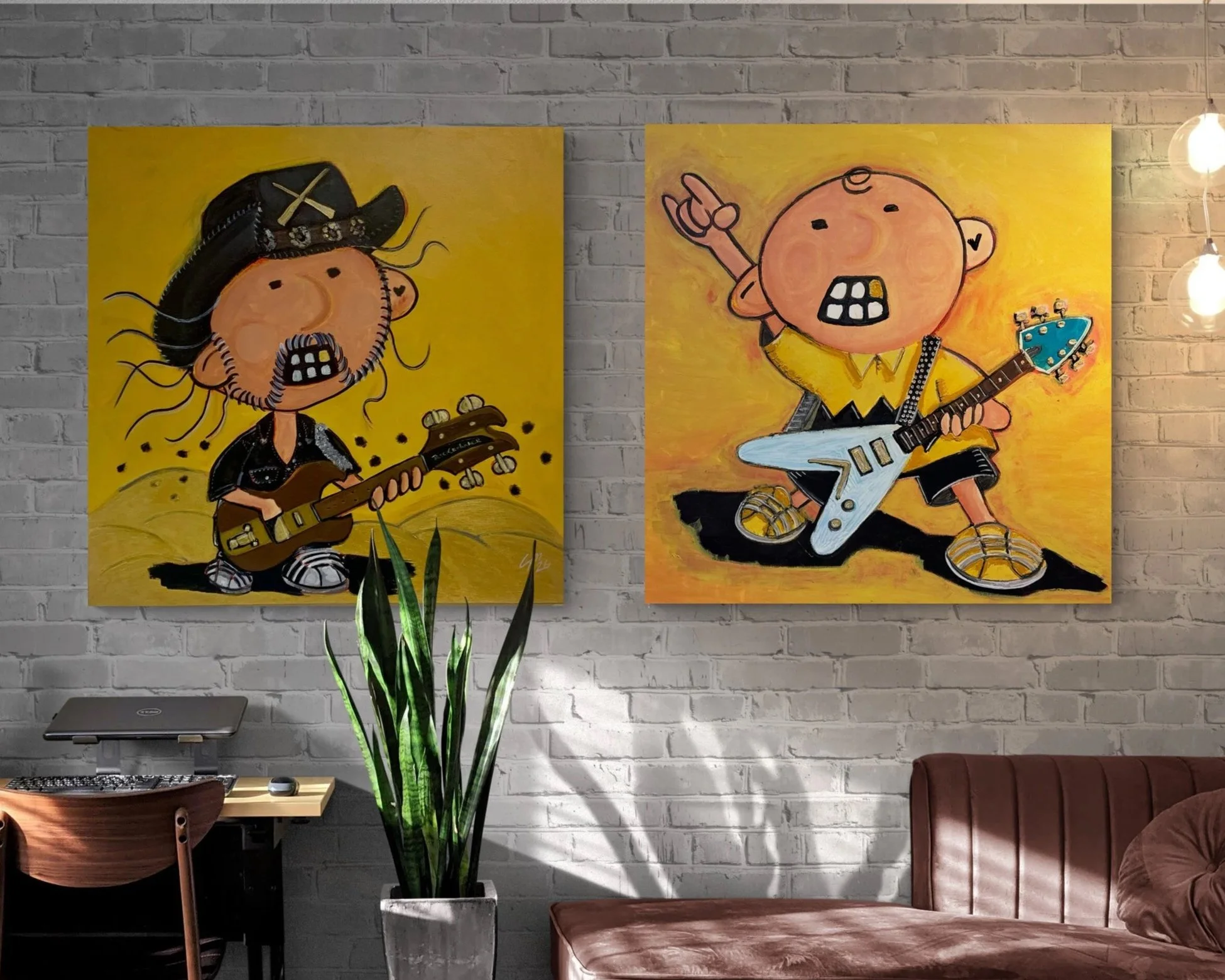 camilo-martinez-art-acrylic-painting-36x36-charlie-hueso-and-lemmy-hueso-in-situ-living-room.jpg