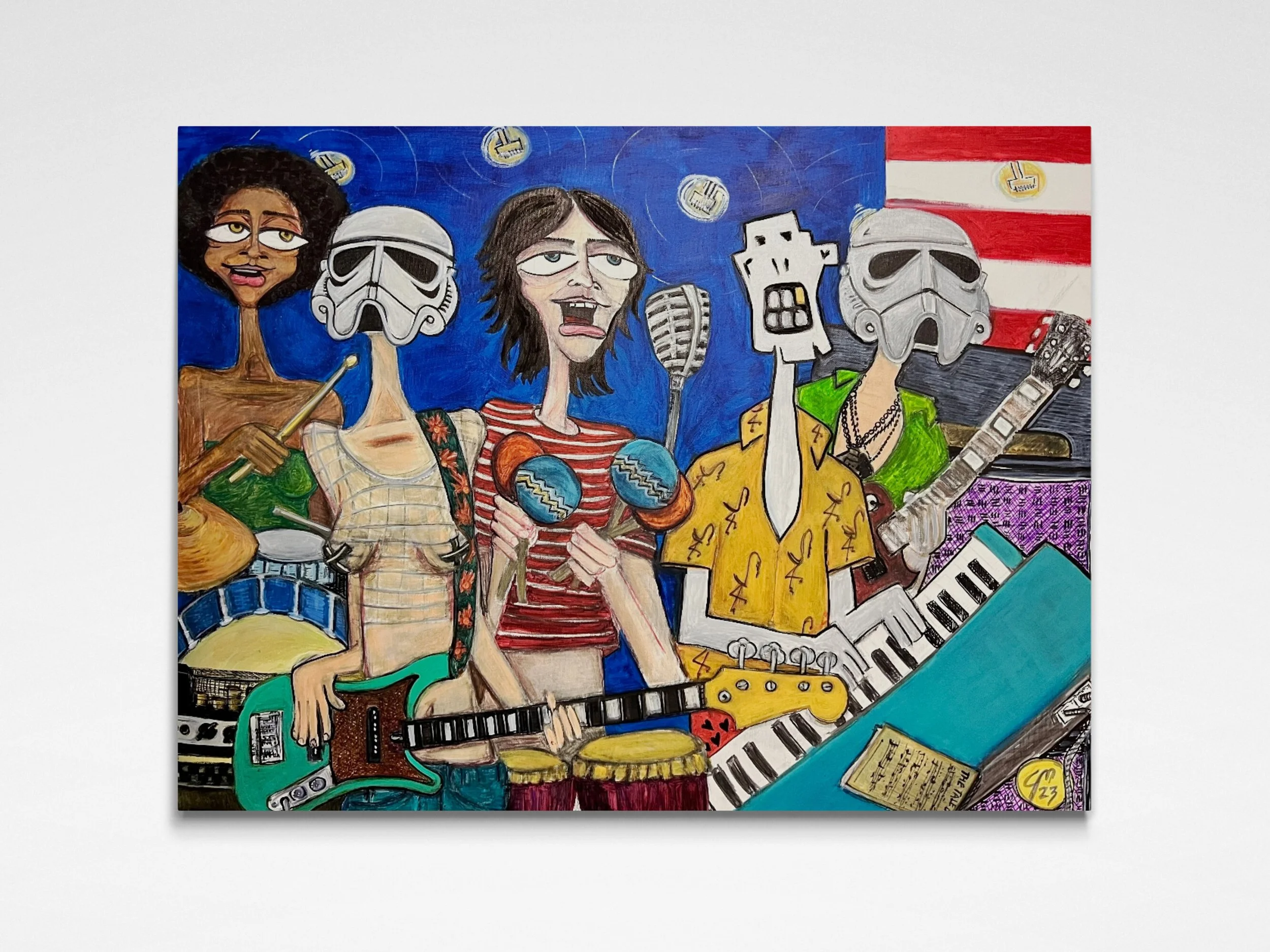 The jam with Mick Jagger - 30x40" - Acrylic - cm23