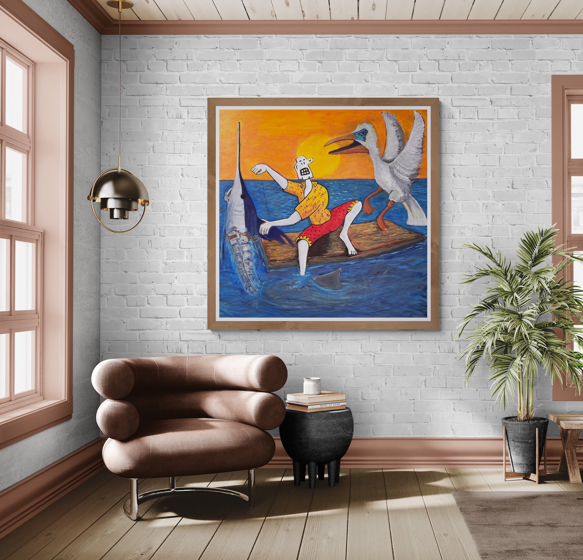 Joe Hueso y El Mar | 48x48in | Acrylic Painting
