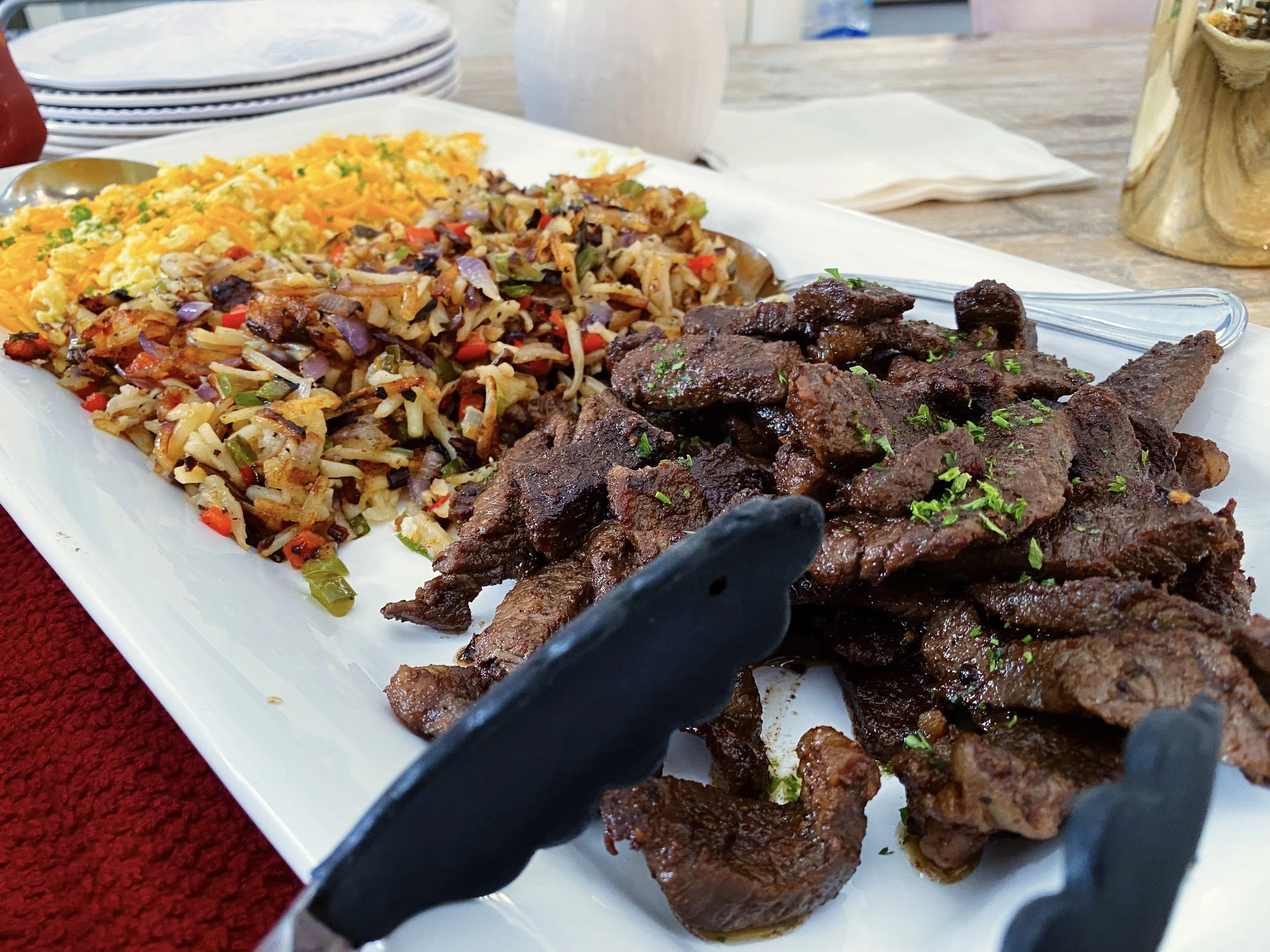 Cajun Steak, Cheesey Eggs and Southwestern Hash Browns!