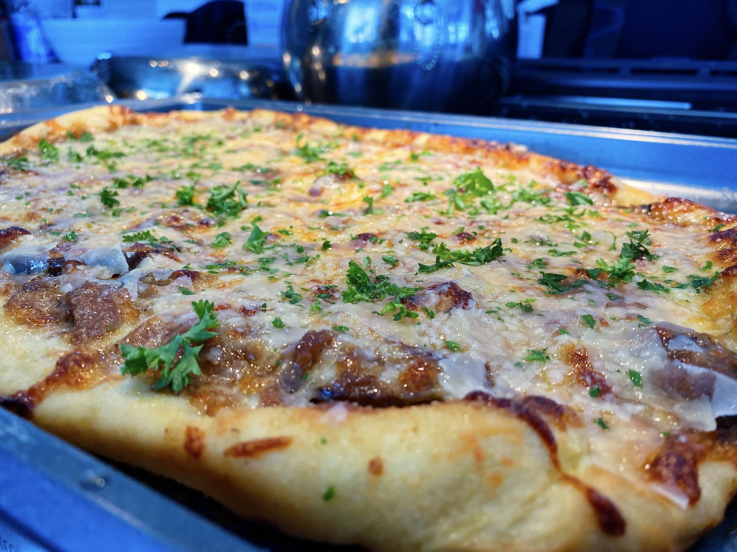 French Style Caramelized Onions and Mushrooms Pizza!