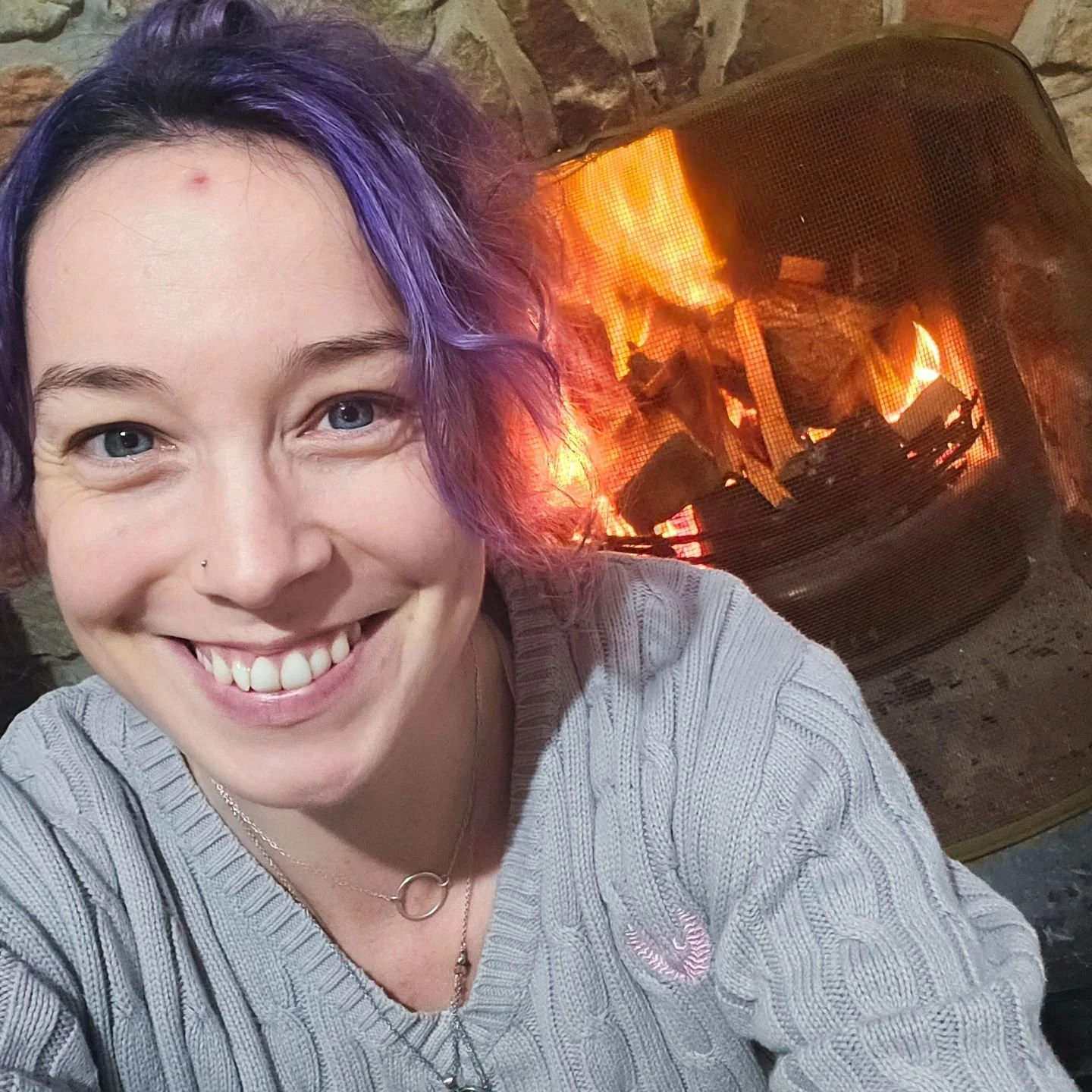 I just love a good fire. The crackling sound feeds my soul, and I instantly feel at ease.

Also, it&rsquo;s worth documenting this moment&mdash;Dixie has finally given up a blanket for a cosy evening by the fire. No more battles over who gets to snug