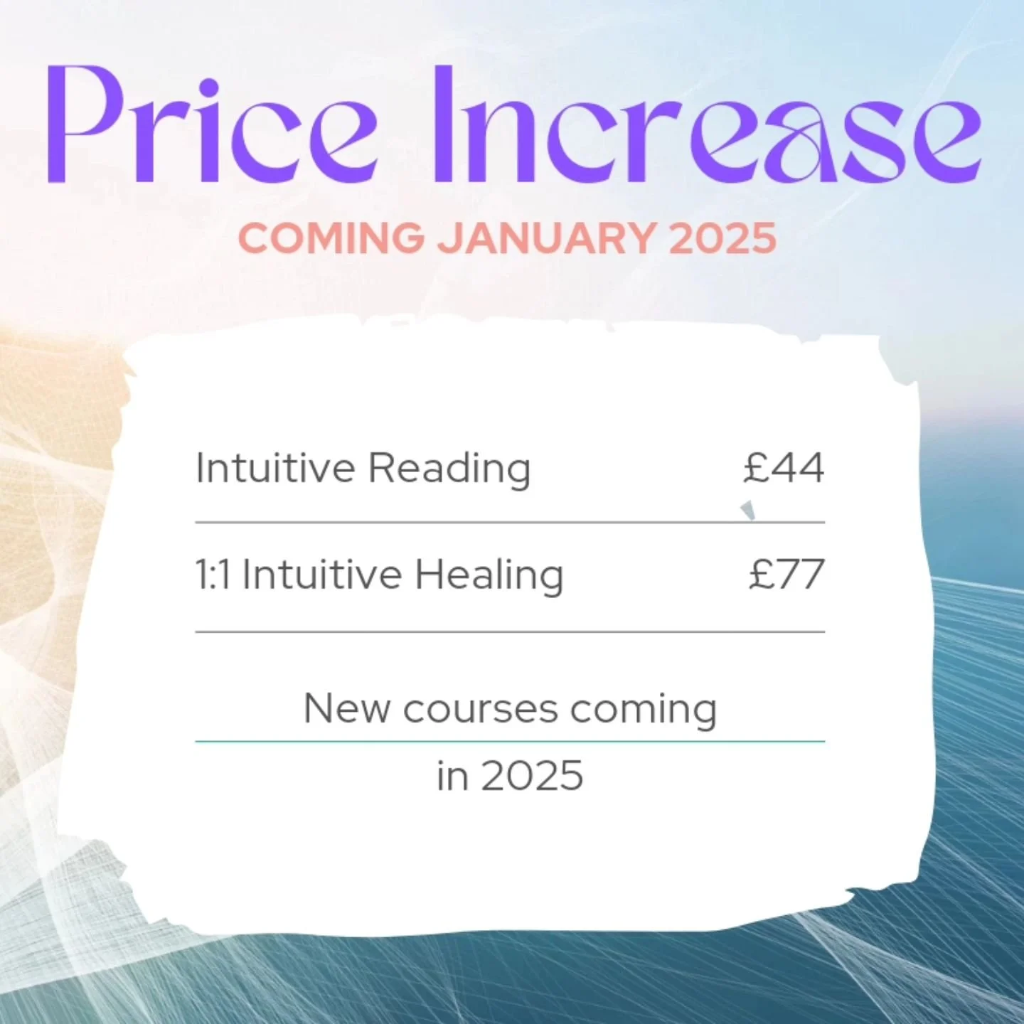 New year, new prices! 💸 Apparently, &lsquo;too cheap to be any good&rsquo; is a thing, and honestly, I get it. So, from Jan 1st, my prices are getting a well-deserved glow-up to reflect the magic we create.

Book before Dec 31st to lock in 2024 pric