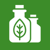 Icons of bottles with leaves, representing eco-friendly or natural products