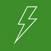 White lightning bolt icon on a green background