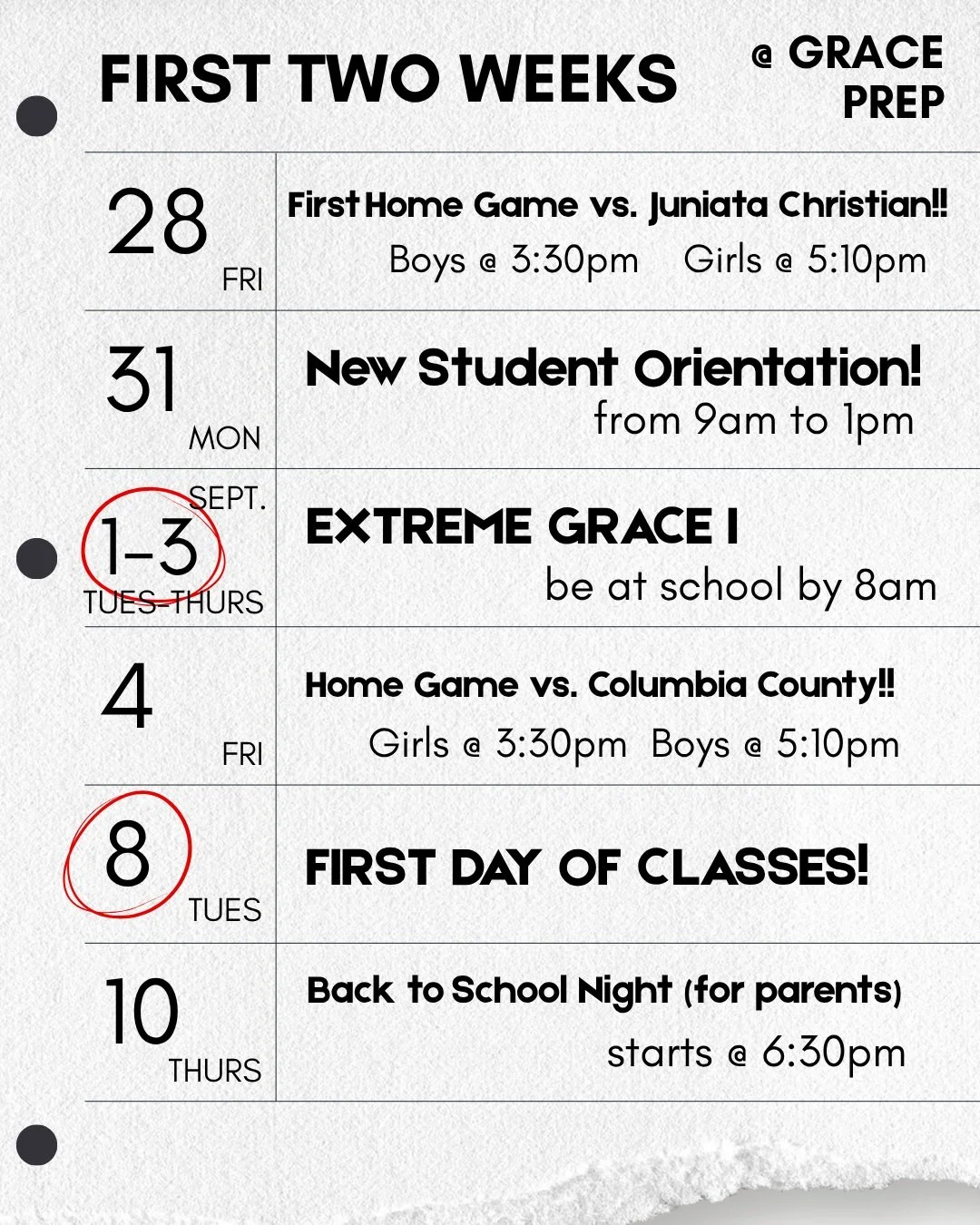 Welcome back! We are so excited to see you!!