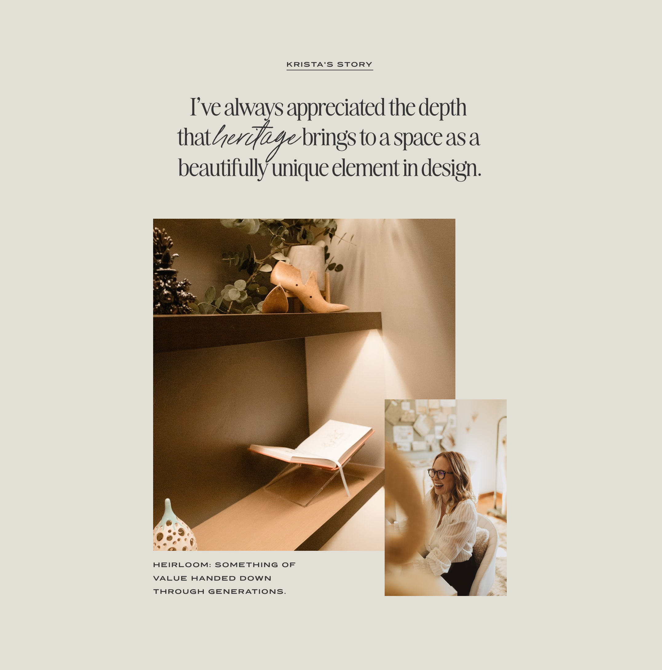 Krista's Story Section of Website Screenshot