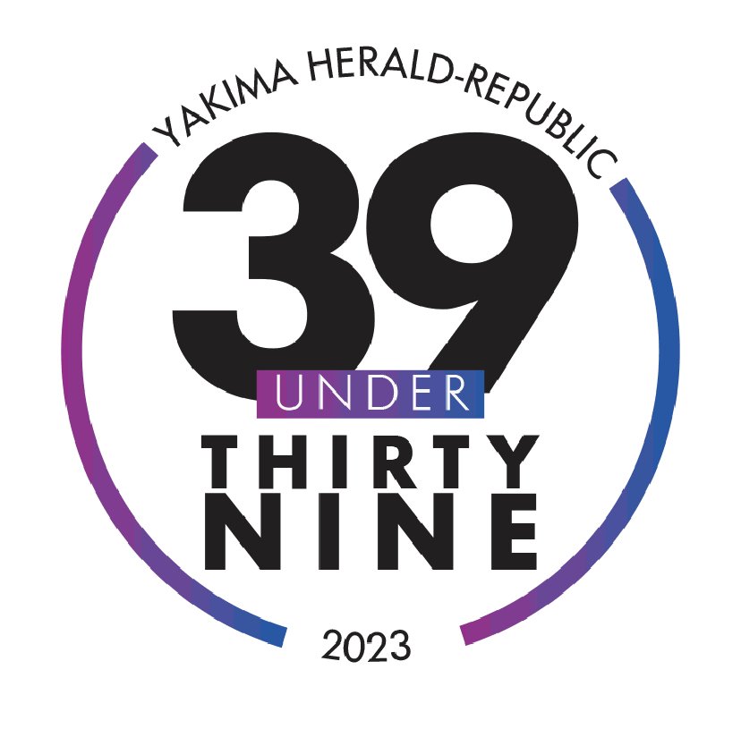 Yakima Herald-Republic 39 Under Thirty Nine 2023 logo with purple and blue accents.
