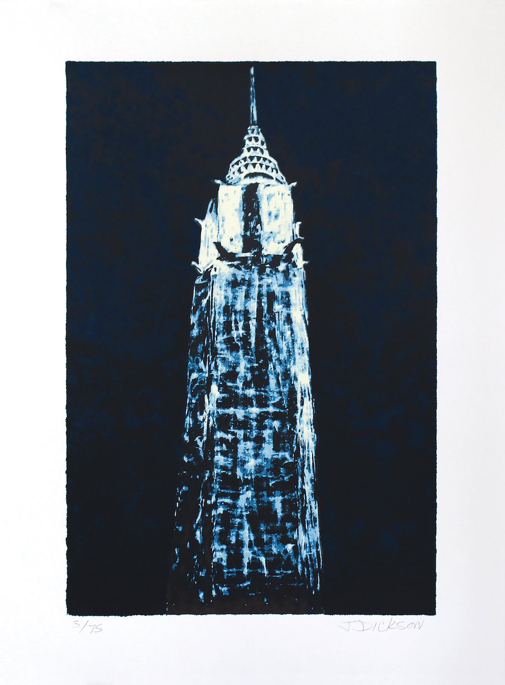 Chrysler Building, Jane Dickson, 2018, 16" x 24", Edition of 75, Silkscreen on 320 gram Coventry Rag paper