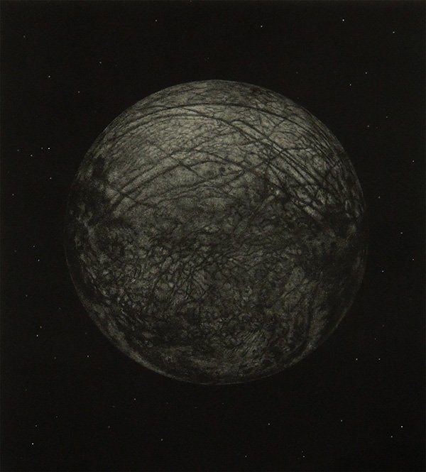 Eduardo Fausti,
“Europa” 2019, image size: 15,5”x14”, mezzotint.