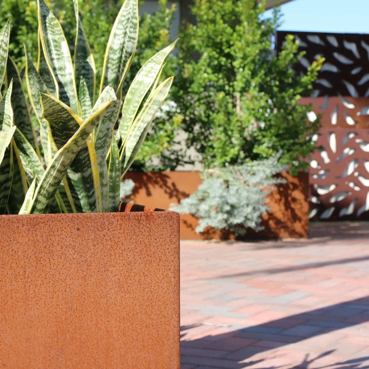 Corten on corten on corten!
Complete front garden make over.
Paving✔️ 
Drainage✔️ 
Planter boxes✔️ 
Plant selection &amp; planting✔️
Screening feature✔️
Design✔️