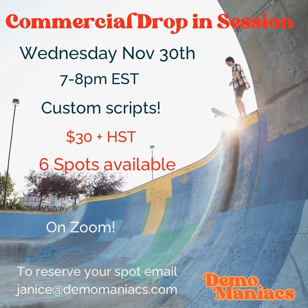 Commercial VO Drop-in Session! Wednesday 7-8pm EST. Learn some new audition techniques! #voauditioncoaching #vocommercialpractice #voiceactorpractice #voiceoverskill #voiceoverforbeginners #vopractice #commercialvoiceovers