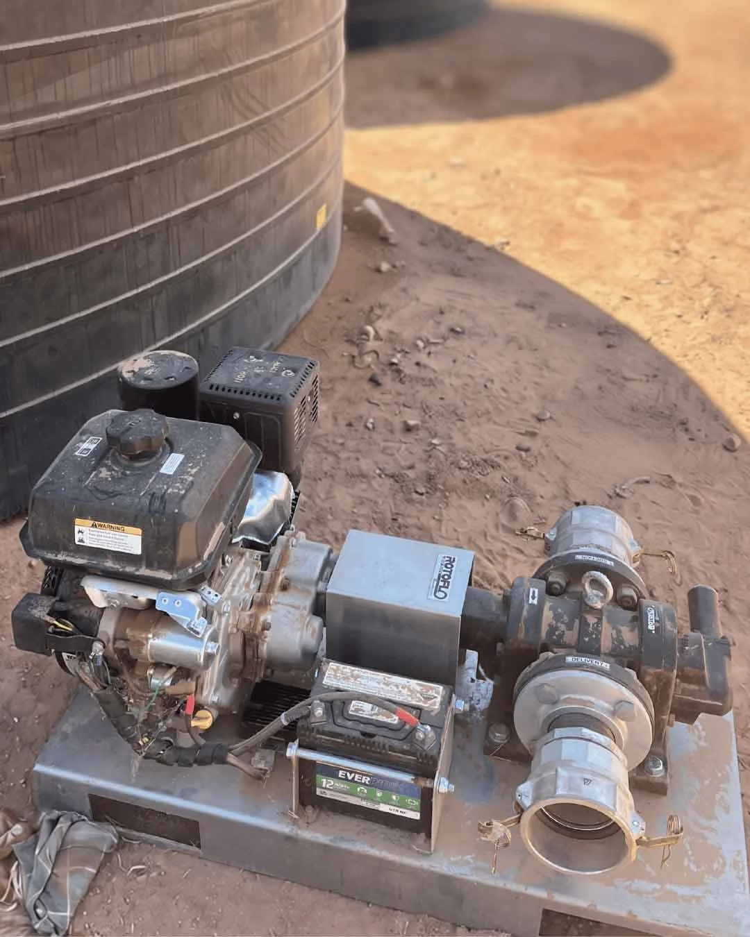 Ballard Industrial Rotoflo molasses pump covered in dust
