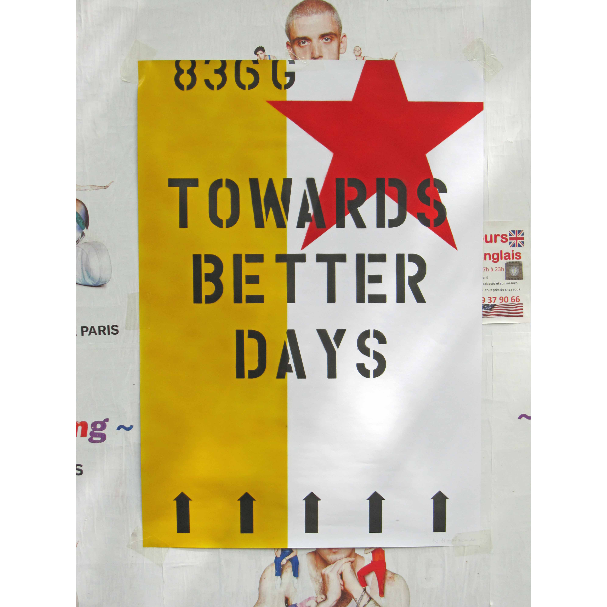 836G 2020 5sur32 2sur8 Golden Yellow 100 x 70 cm affiche Posted in Paris