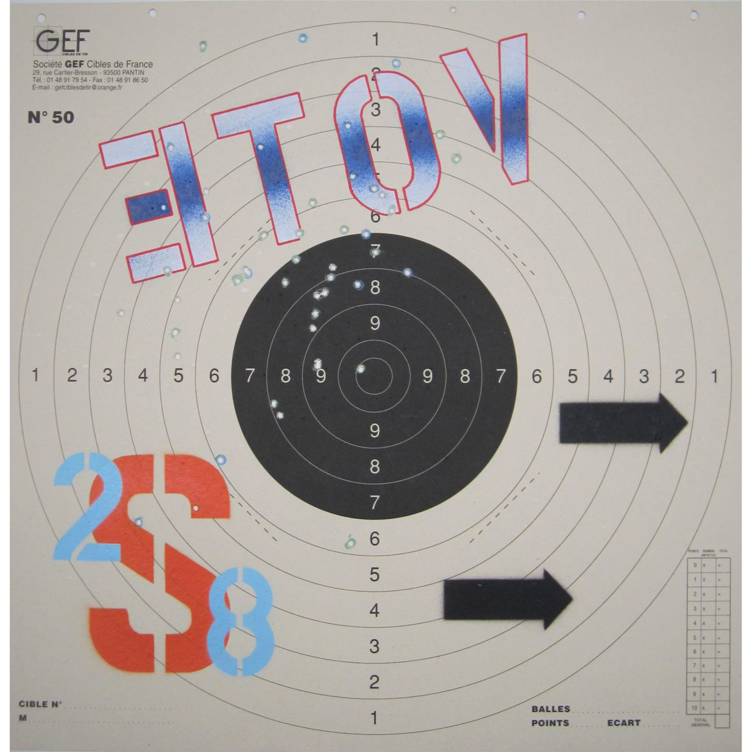 VOTE 2S8 2020 H530 x L520 mm mixed media on paper target