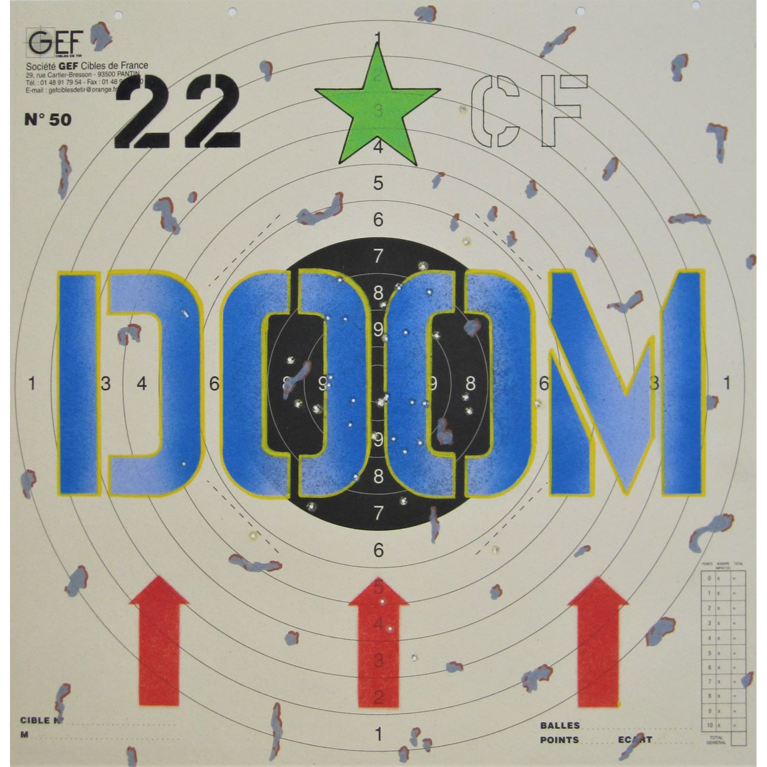 DOOM 22 CF 2021 H534 x L520 mm mixed media on paper target