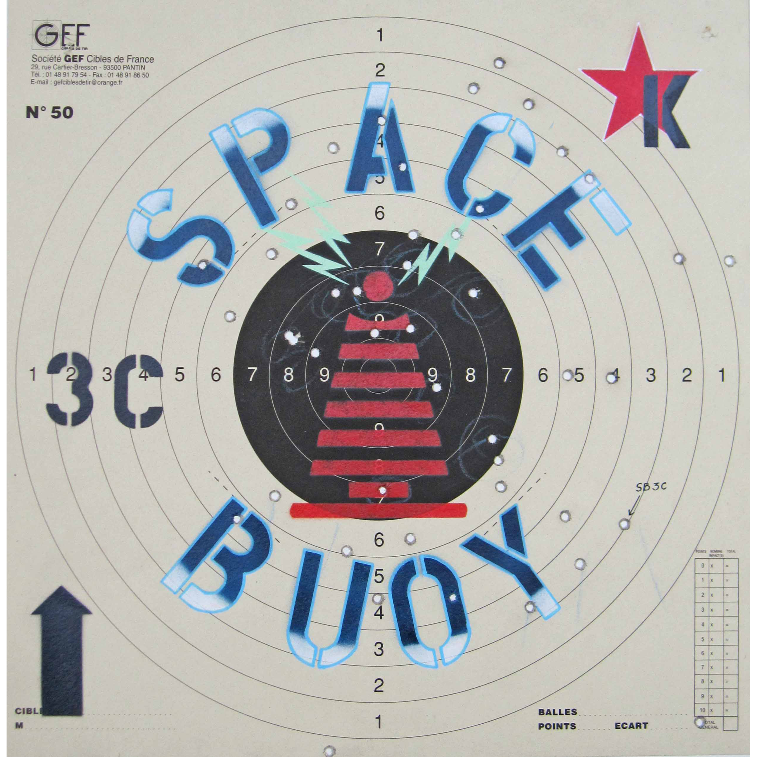 SPACE BUOY 3C 2020 H528 x L519 mm mixed media on paper target