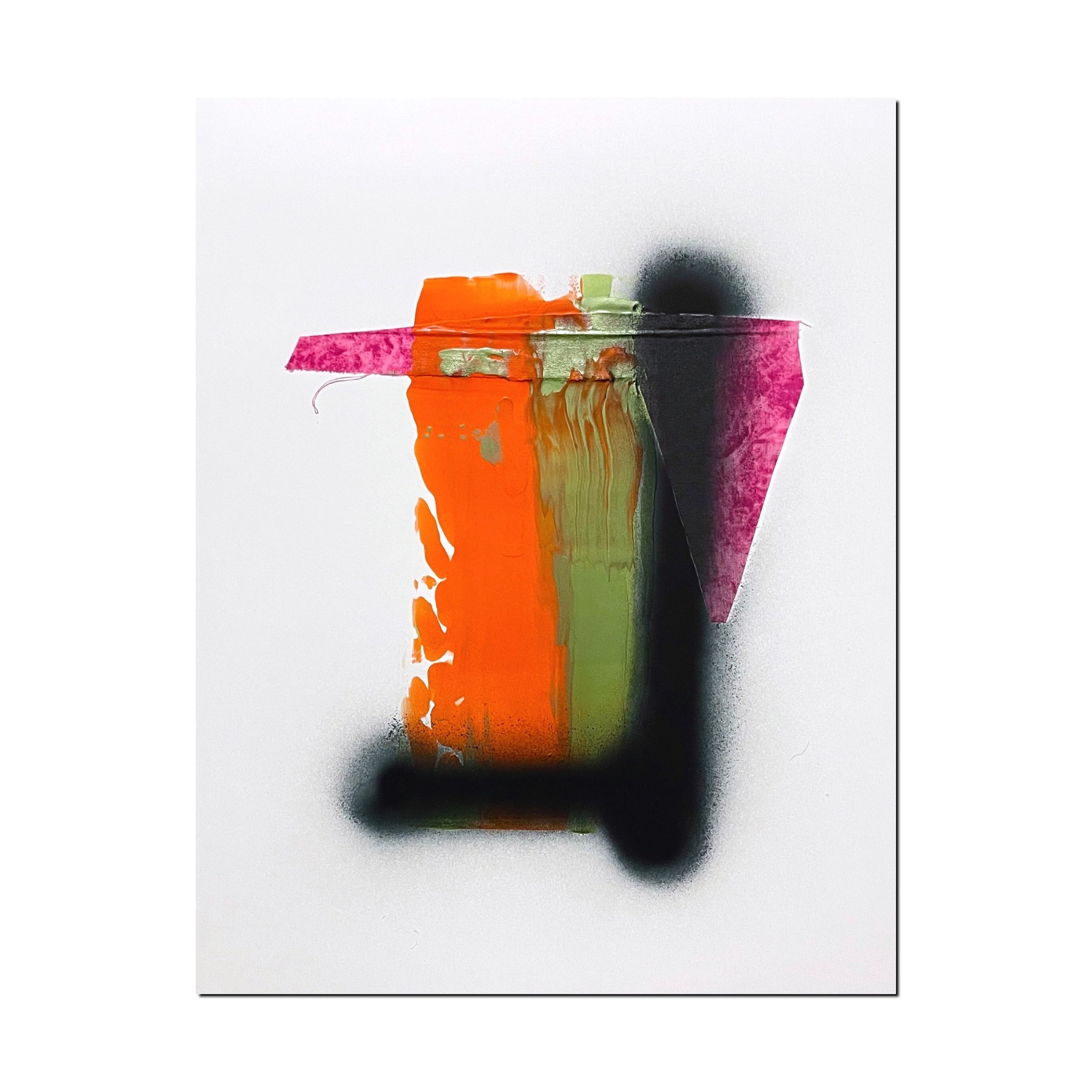 minorwork 1011, acrylic, fabric on Yupo, 14 x 11 inches