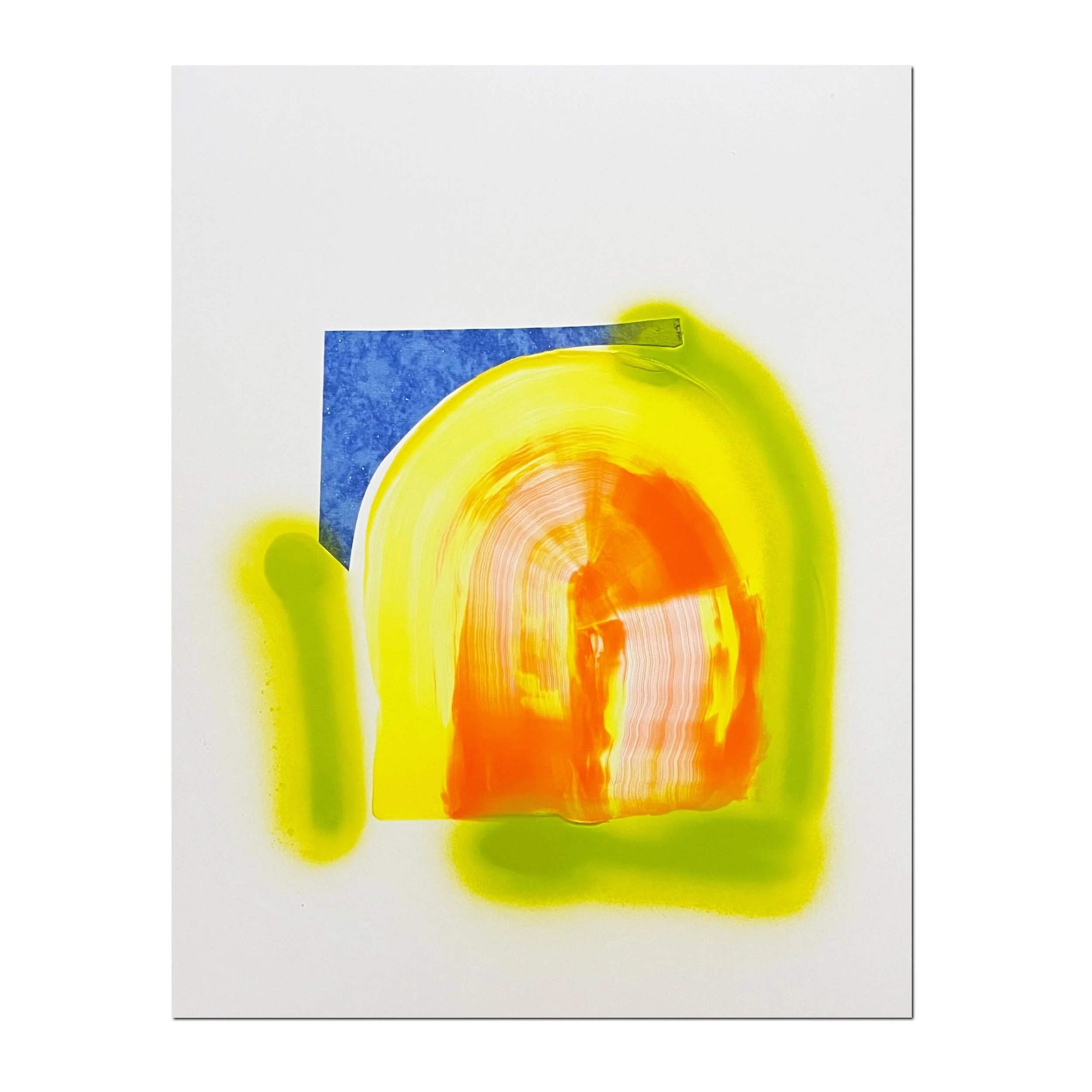 minorwork 1003, acrylic, fabric on Yupo, 14 x 11 inches