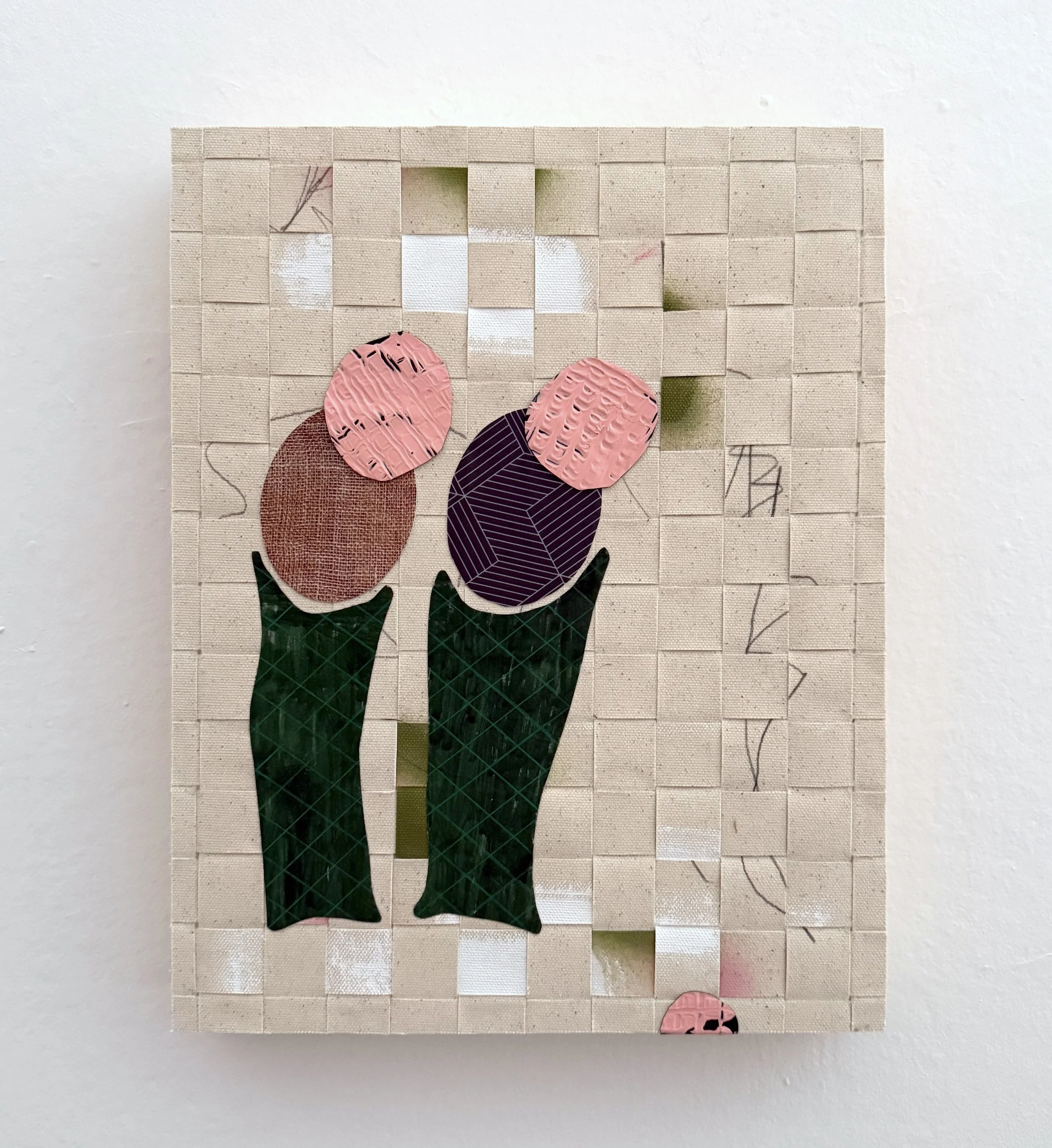 Midland, Two Boys, 2026, acrylic, muslin, inkjet print on canvas, and graphite on woven canvas, mounted on wood panel, 14 x 11 x 1.75 inches