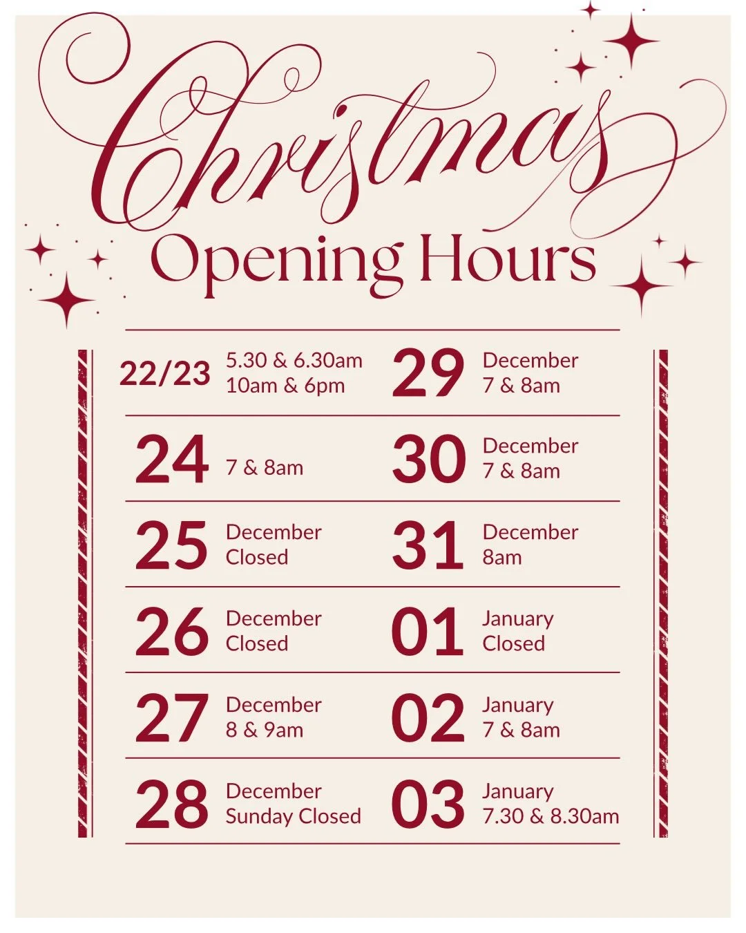 Our Christmas and New Year timetable! Keep your consistency going and plan your training for this period #crossfitlife #crossfitthreeflow #crossfitbelconnen #crossfitcanberra #team3flow #canberrabusiness #canberralife #canberrafitness #santaiscoming