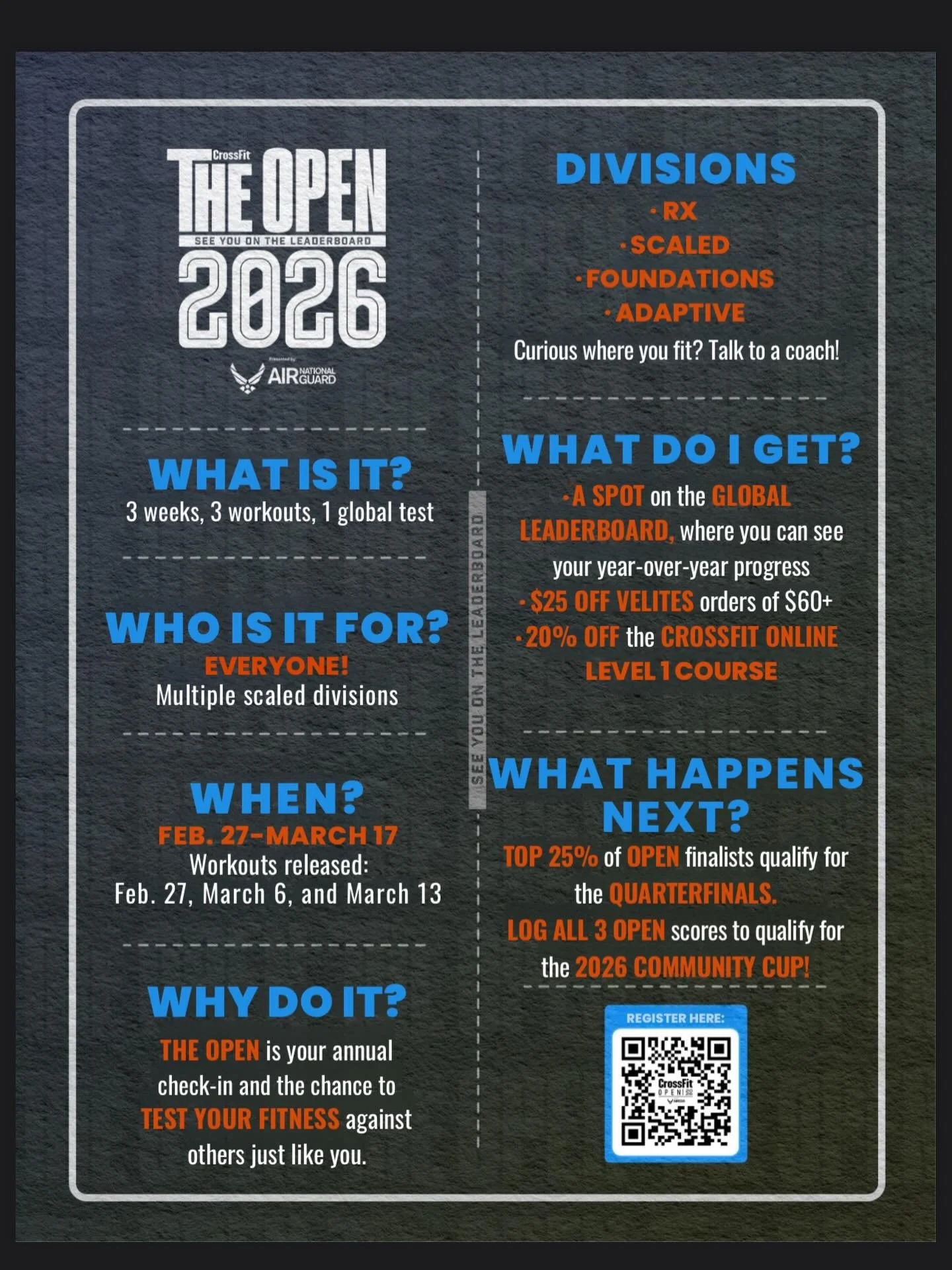 Awesome Member: Should I register for the open?

Three Flow Coach: You should definitely register 

Awesome Member: I&rsquo;m nervous 

Three Flow Coach: It&rsquo;s ok we will all be there, together 🫶🏼

Awesome Member: What if I don&rsquo;t do well