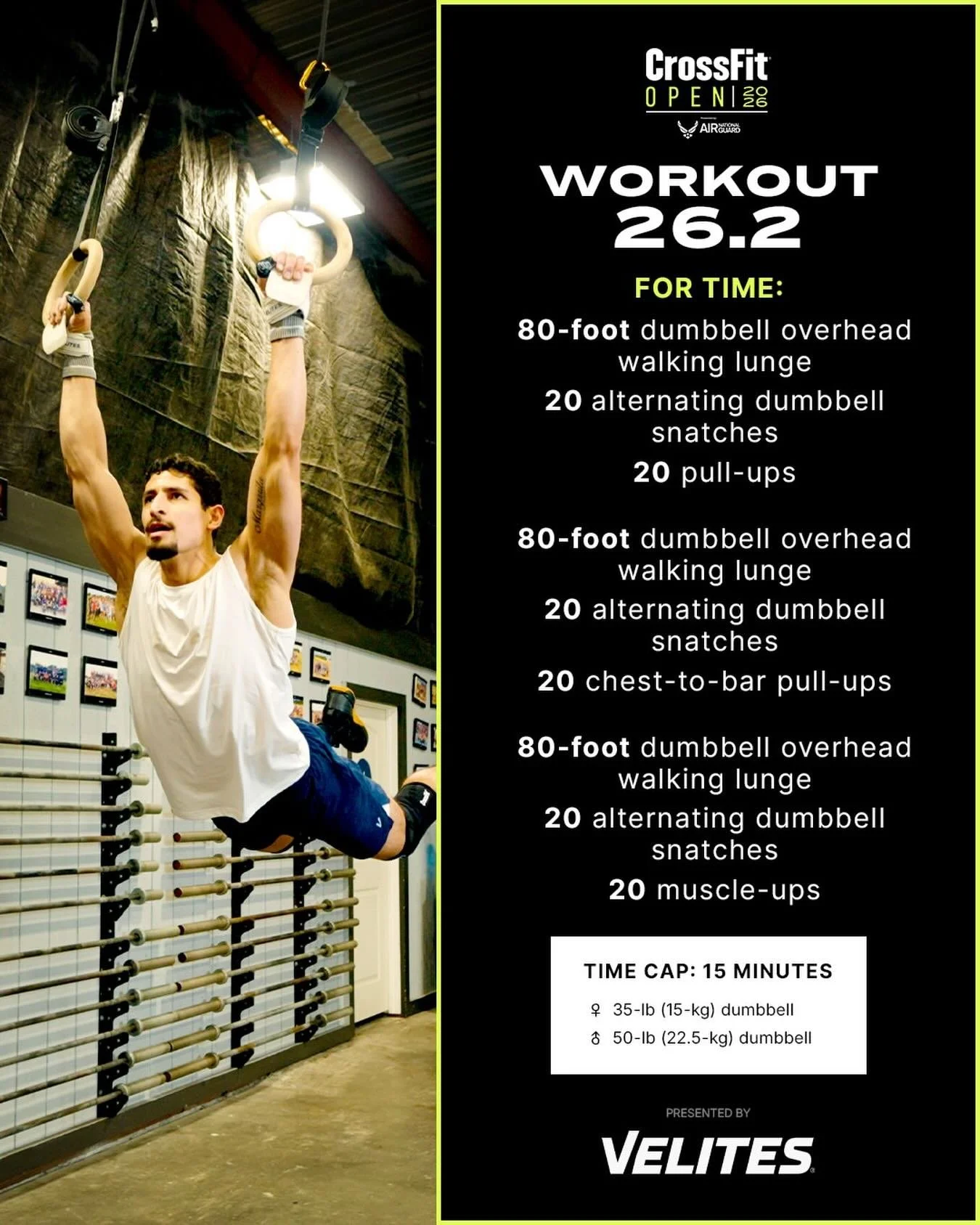 It&rsquo;s here! 26.2! 

Repost from @crossfitgames
&bull;
Week 2 of the 2026 CrossFit Open, presented by @velitessport, starts NOW, and Workout 26.2 is LIVE.

Keep the momentum going, throw down in your affiliate, and HAVE FUN with this one!

Don&rs