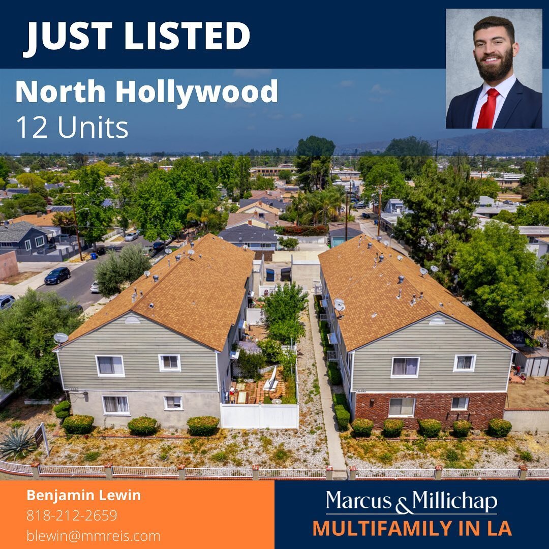 Just Listed | North Hollywood | 12 Units

-

Built in 1953 w/ Renovations

(2) 6-Unit Buildings on 2 APNs

Over 20% Upside in Rents

Ideal Property for ADUs

Est. 5%+ Cash on Cash Return

Recent Replaced Roof, Sewer

Half Mile to NoHo Arts District

