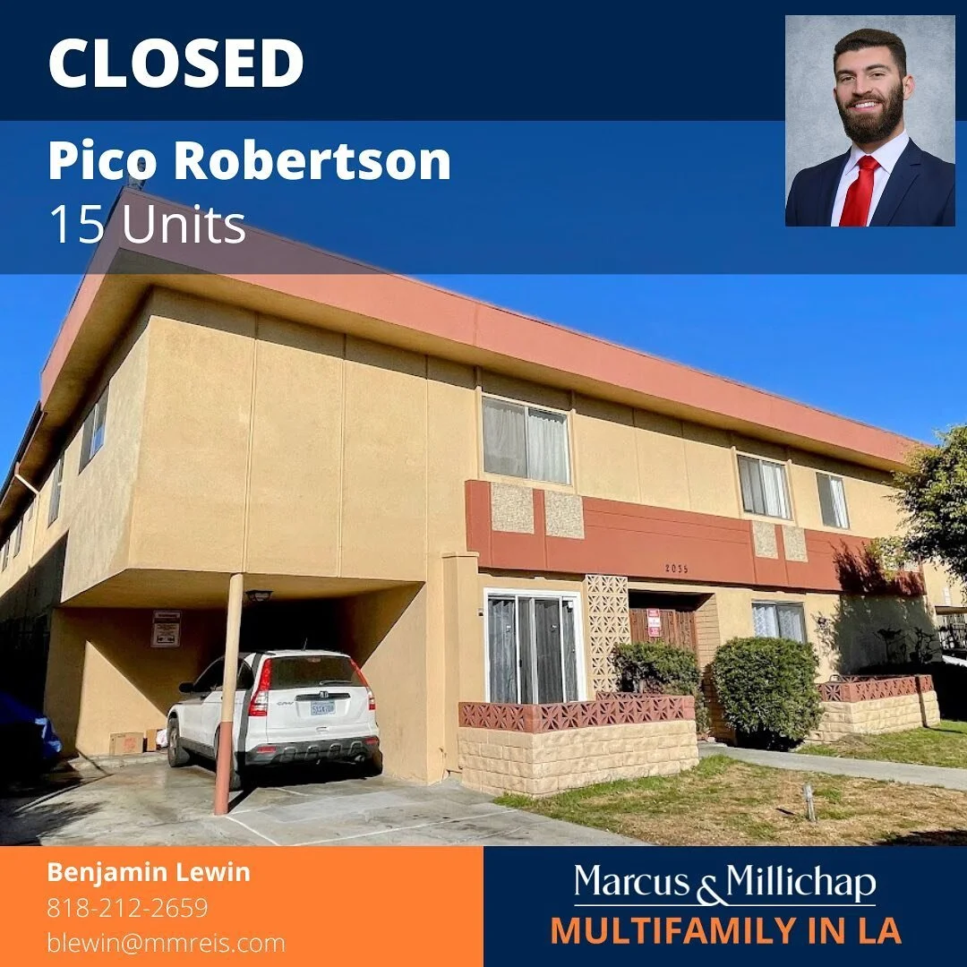 Just Closed | Pico Robertson | Value Add Opportunity

-

15 Units
Mix of 1, 2, and 3 Bedroom Units
Earthquake Retrofit Work Has Been Completed
First Time On Market in 40 Years

-

Ben Lewin @thebenlewin

#soldbybenlewin #larealestate #valueadd #losan