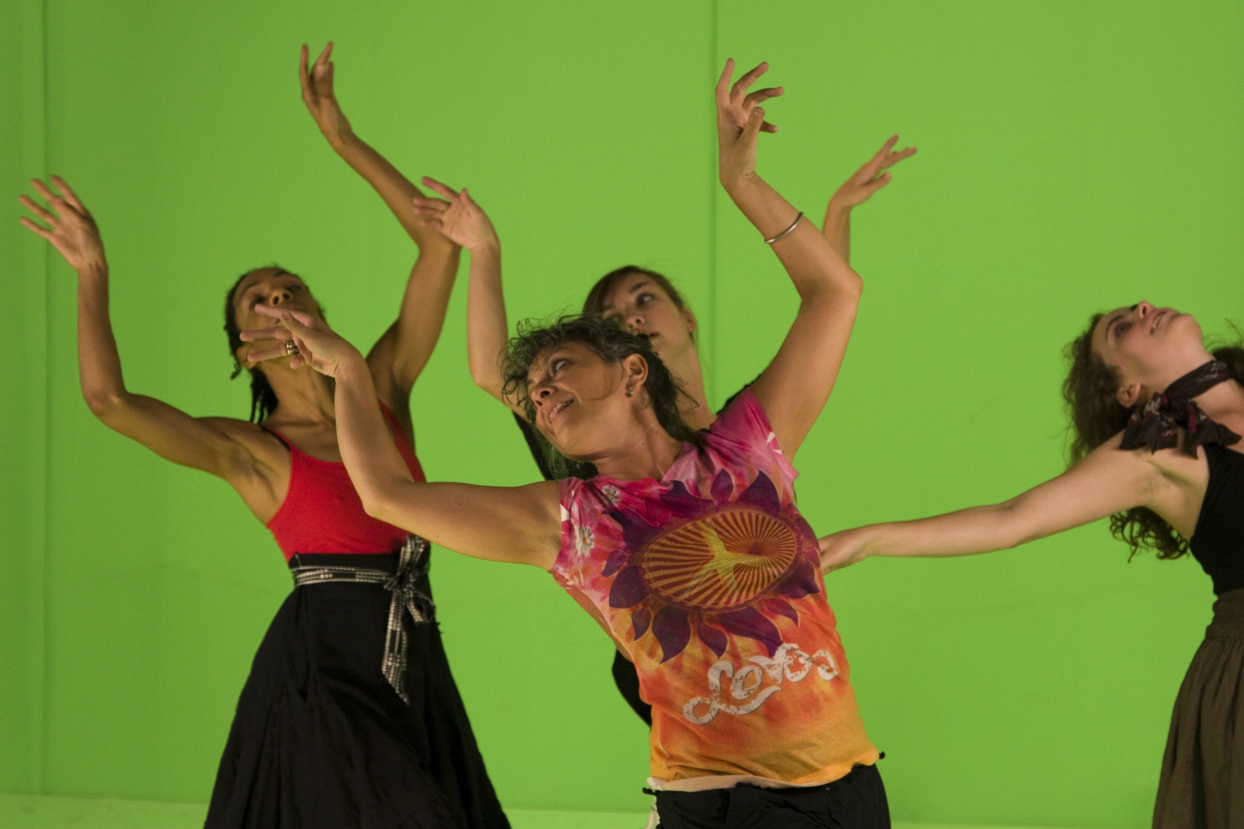 Francesca Penzani directing dancers for Transit video installation by Scott Snibbe at LAX Los Angeles International Airport