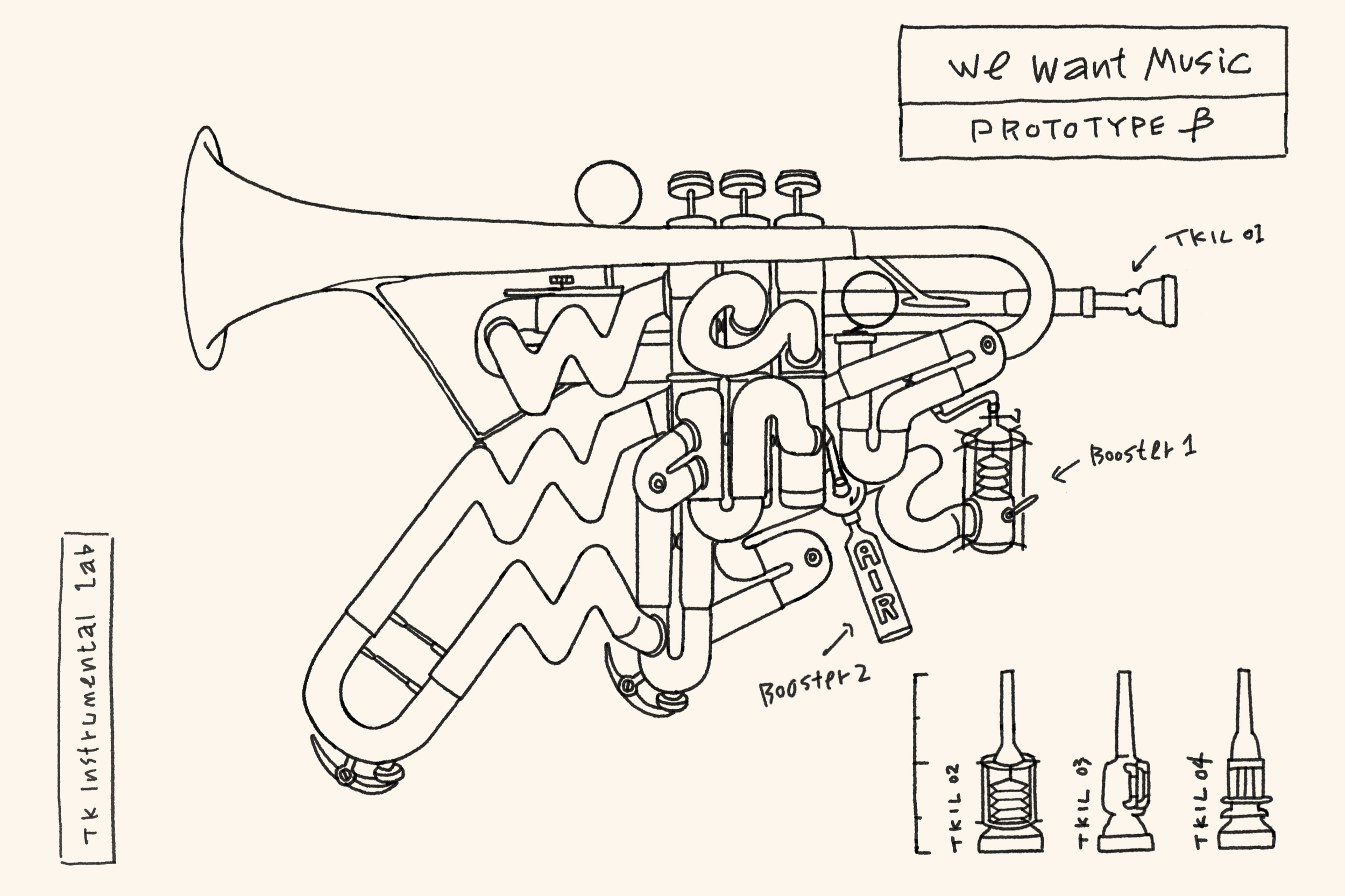 WE WANT MUSIC prototype β / blueprint sketch