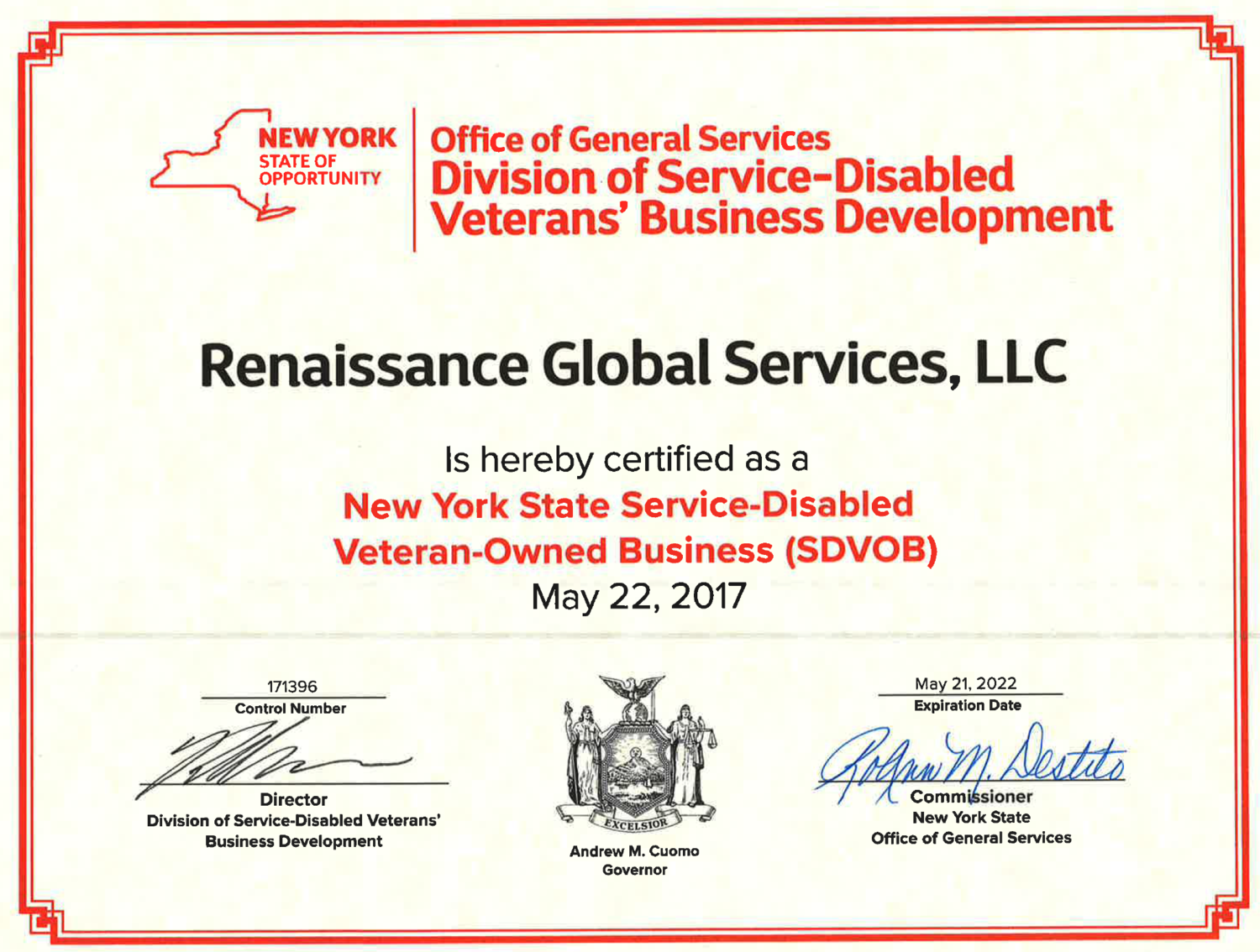 RGS Gets NYS-SDVOB Certification