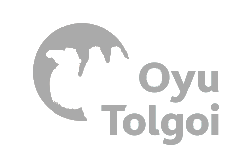Logo with a black silhouette of Africa inside a gray circle and the text 'Oyu Tolgoi' next to it.