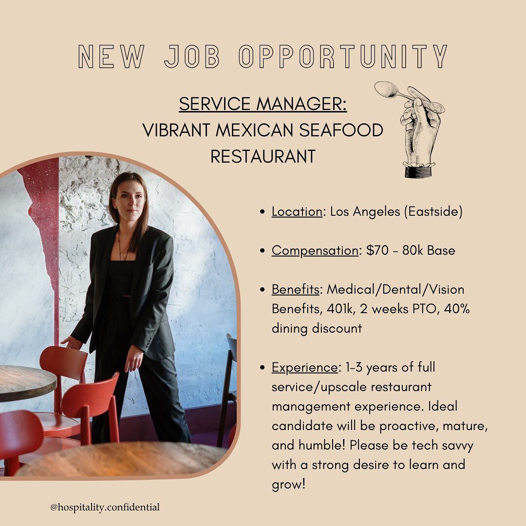 🔮&hellip; We&rsquo;re seeing an amazing new home in your future with work-life balance and mentorship! Give us a sign if you are here! 

🦀 We have an exciting Service Manager role for an upscale full-service Mexican seafood concept on the east side