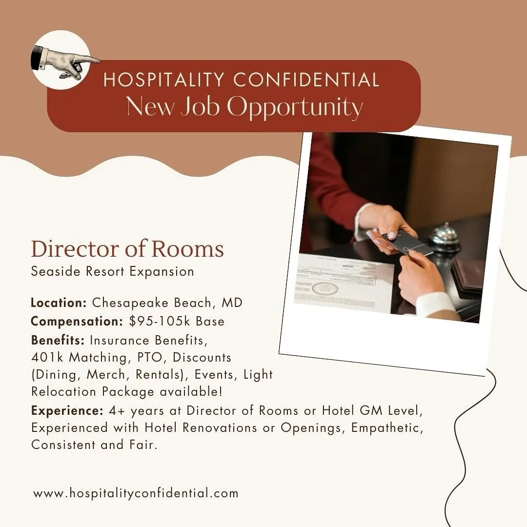 🏨 Now recruiting for a Director of Rooms to lead the charge in creating exceptional guest experiences while overseeing the seamless operation of our hotel&rsquo;s rooms division including front desk and housekeeping, all in a dynamic and rewarding e