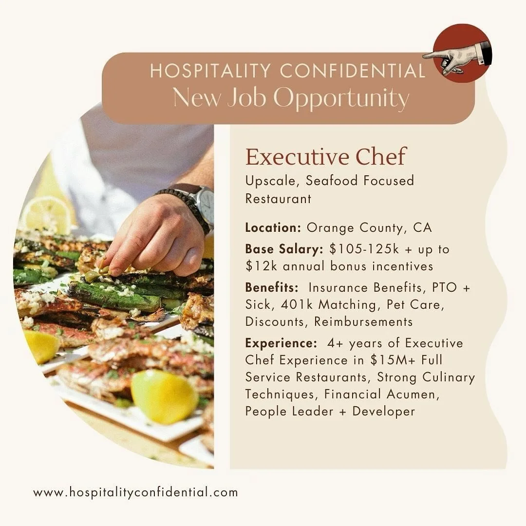 🌊 Looking to make a splash in your career? We&rsquo;re on the hunt for an Executive Chef to take the helm of culinary operations for an upscale, coastal-inspired restaurant in Orange County, CA! The ideal candidate will have 4+ years of Executive Ch